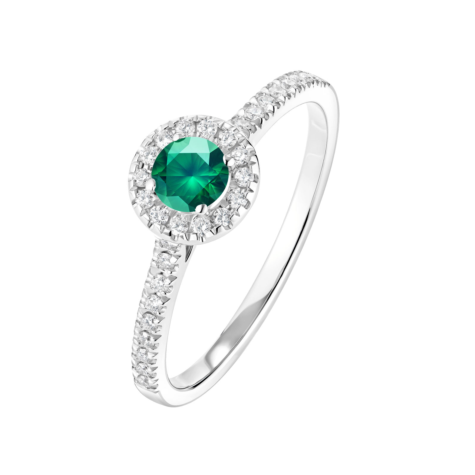 Bague Platine Emeraude et diamants Rétromantique S Pavée 1
