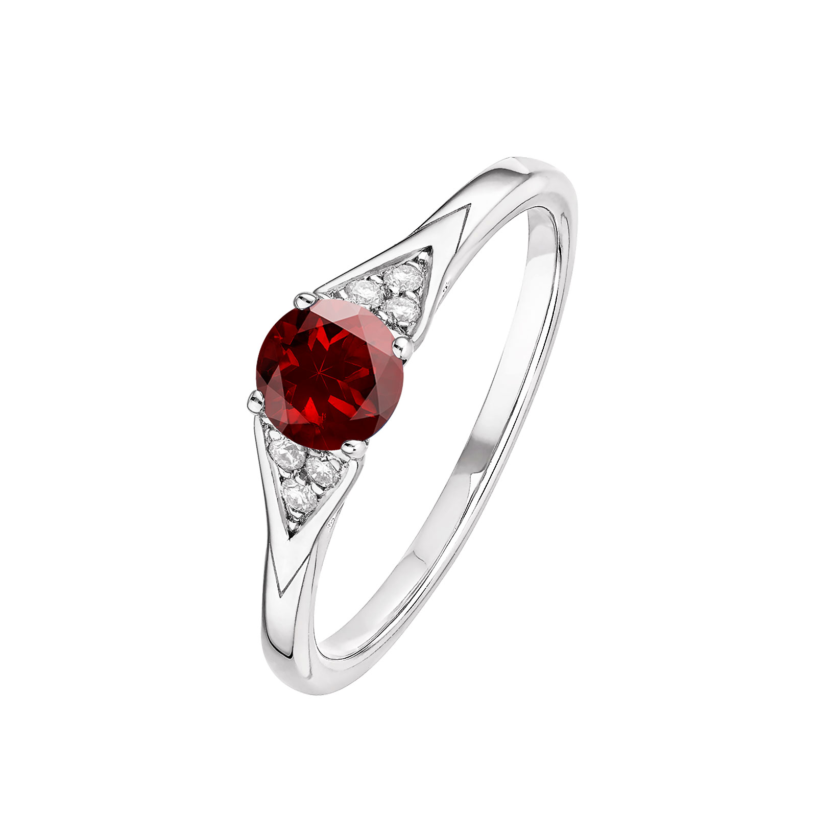 Bague Platine Grenat et diamants Lady Trio 1