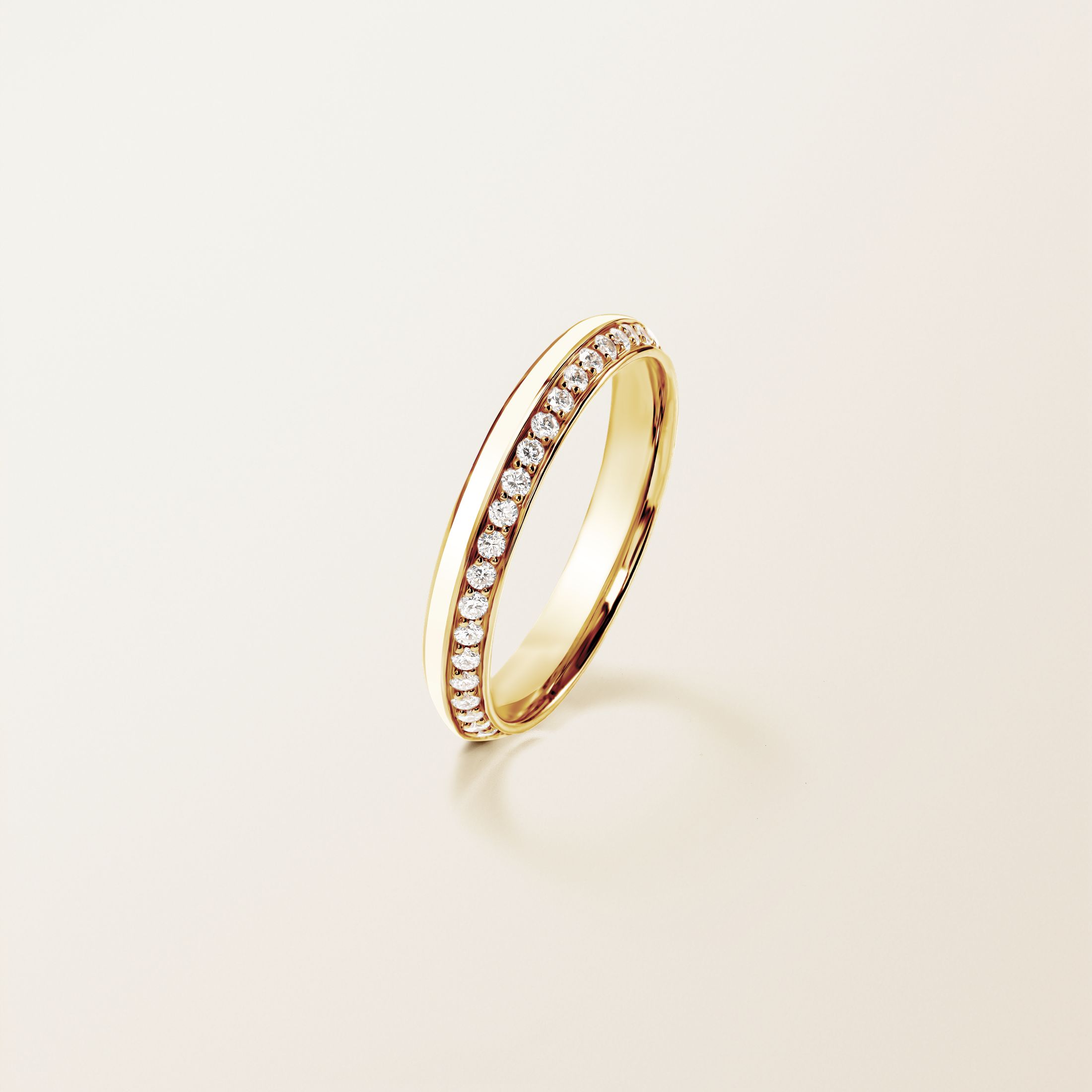リング 18金イエローゴールド ダイヤモンド Ariane Tilt Laque Blanche 3 mm