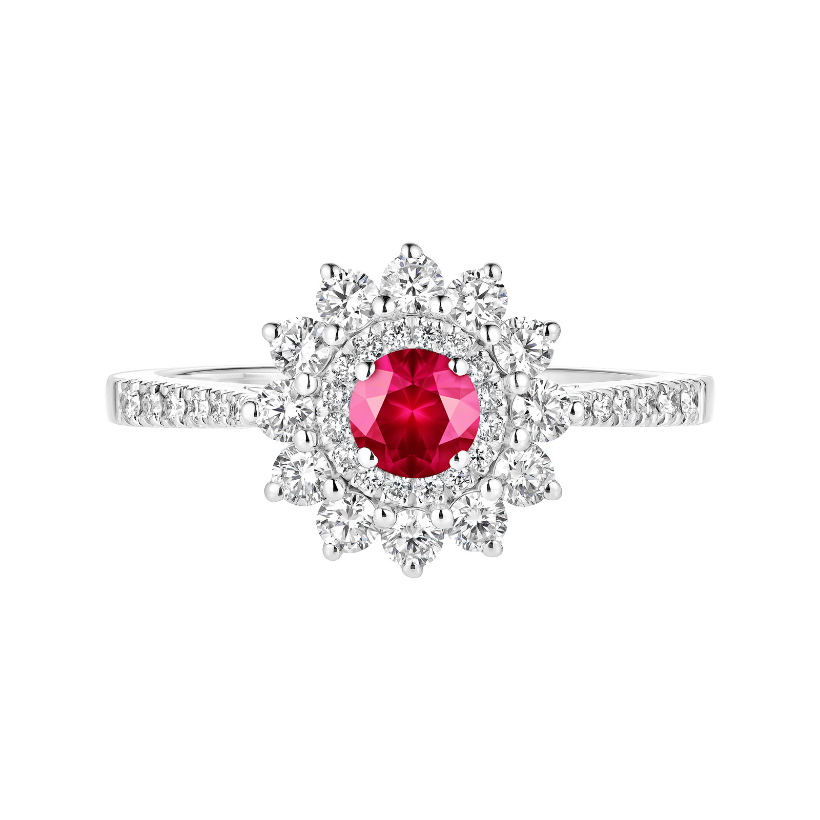Bague Or blanc Rubis et diamants Lefkos 4 mm Pavée 1