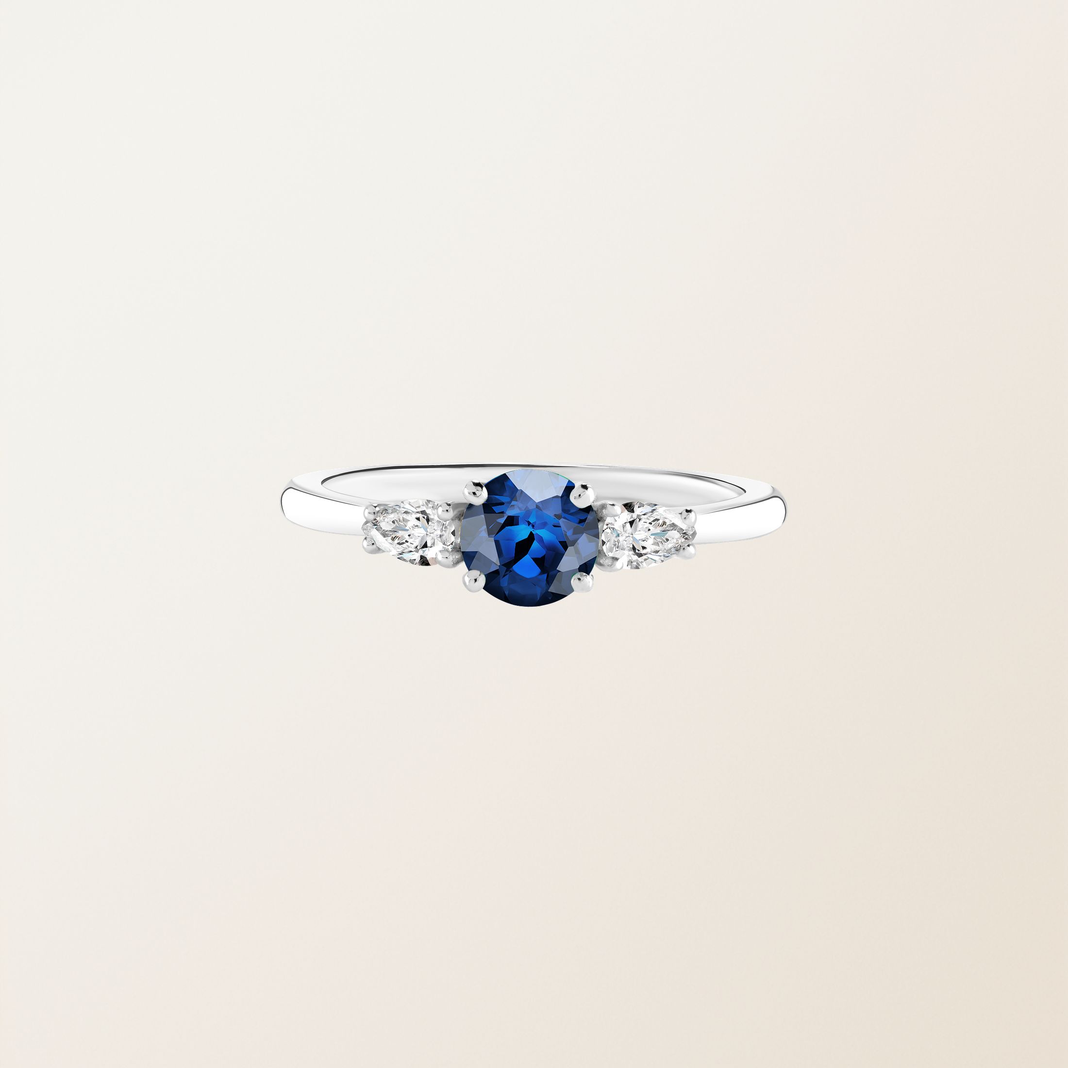 Bague Or blanc 18 cts Saphir Little Lady Duo de Poires