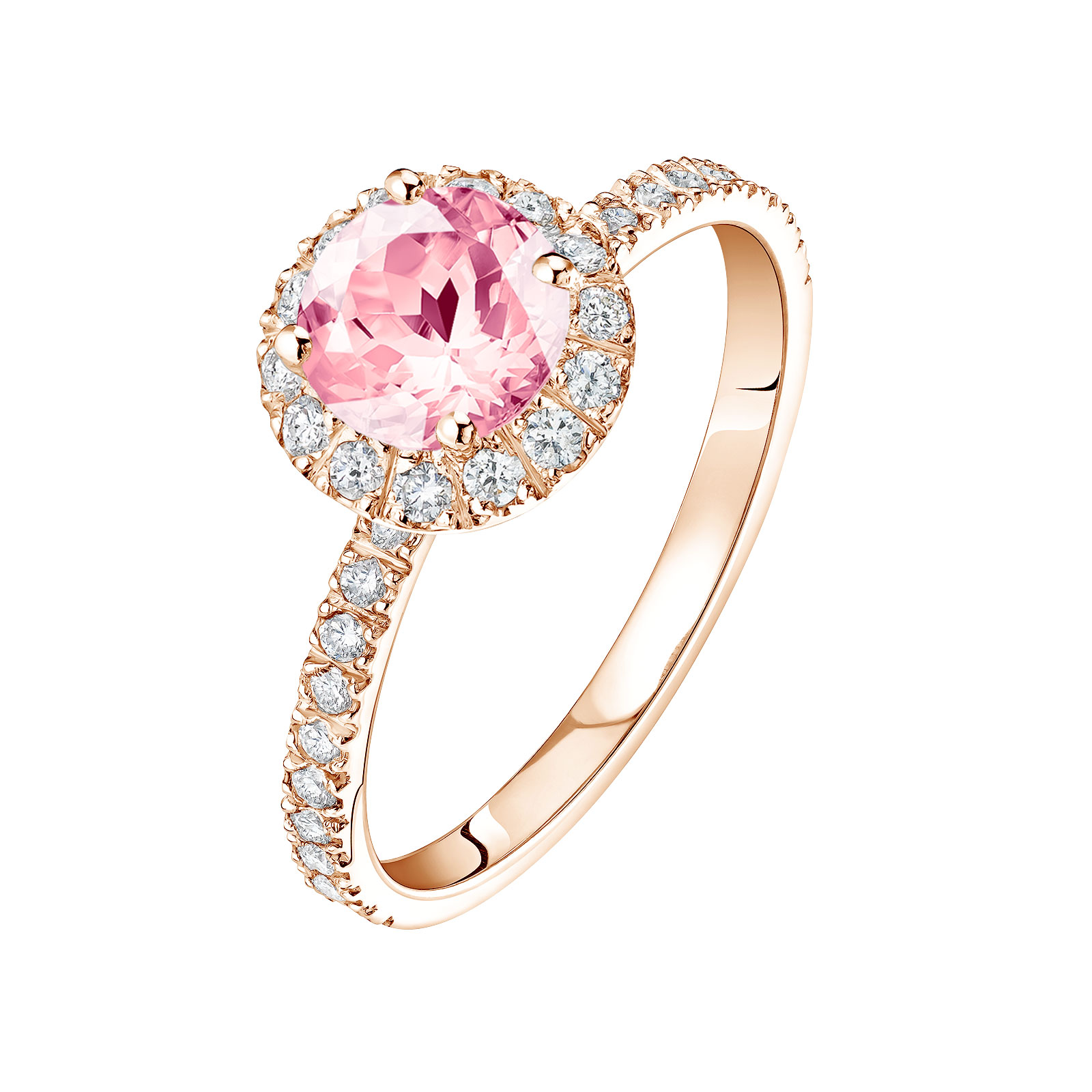 Bague Or rose Tourmaline et diamants Rétromantique L Pavée 1