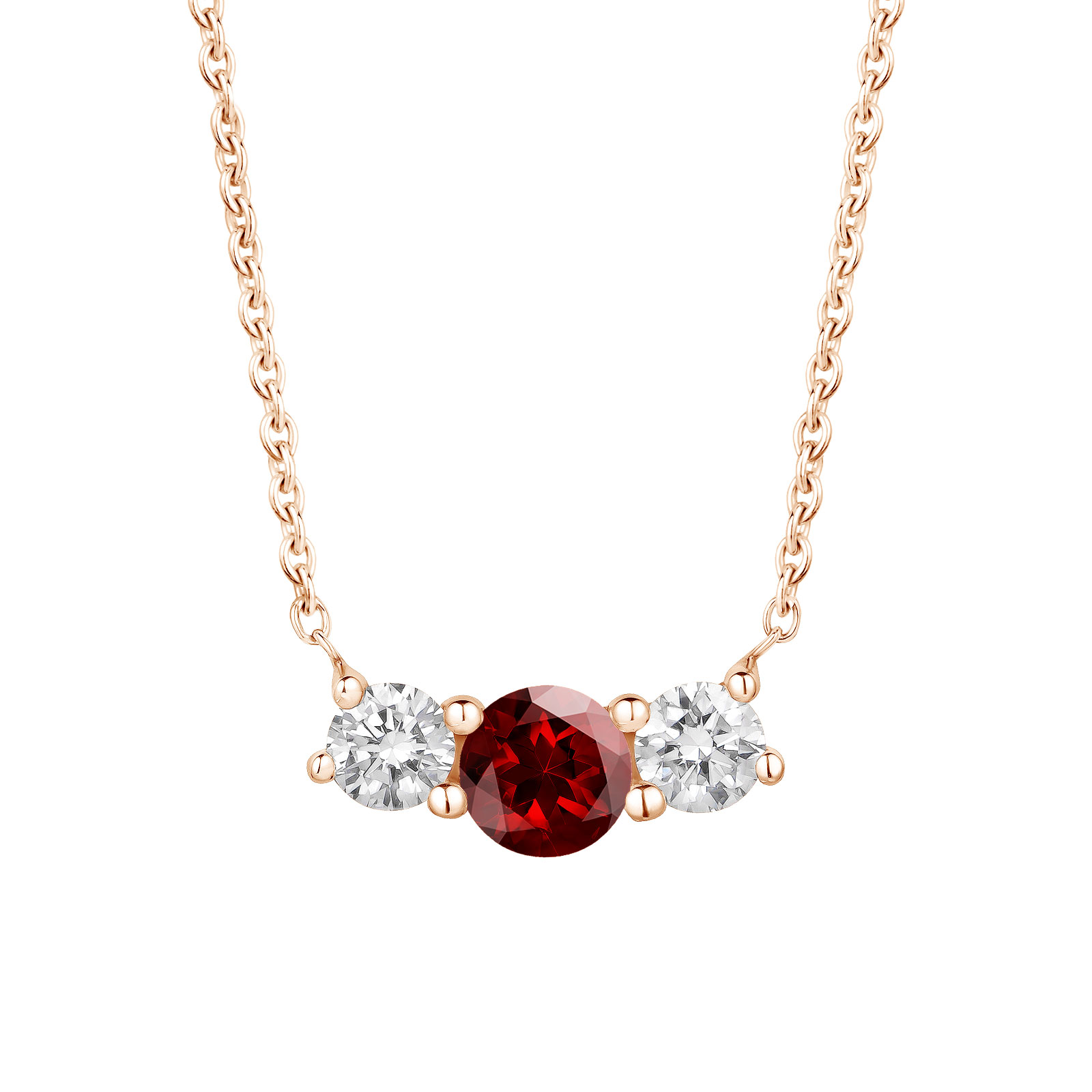 Pendentif Or rose Grenat Lady Duo 1