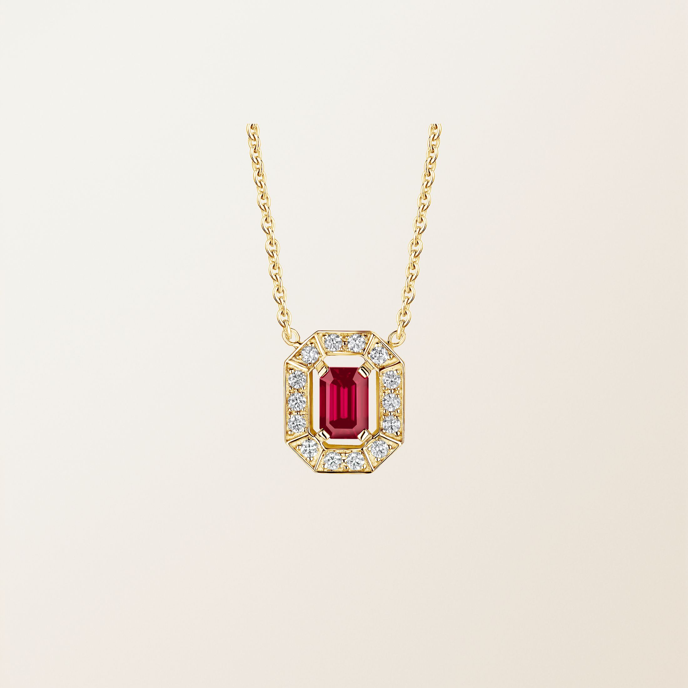 Pendentif Or jaune 18 cts Rubis Art Déco
