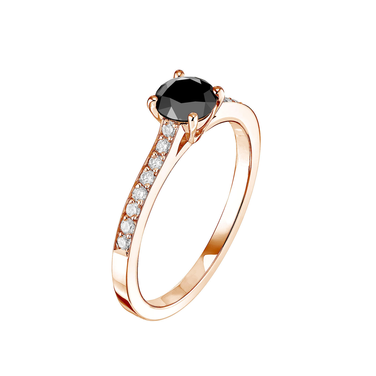 Bague Or rose Spinelle noir et diamants Little Lady Pavée 1