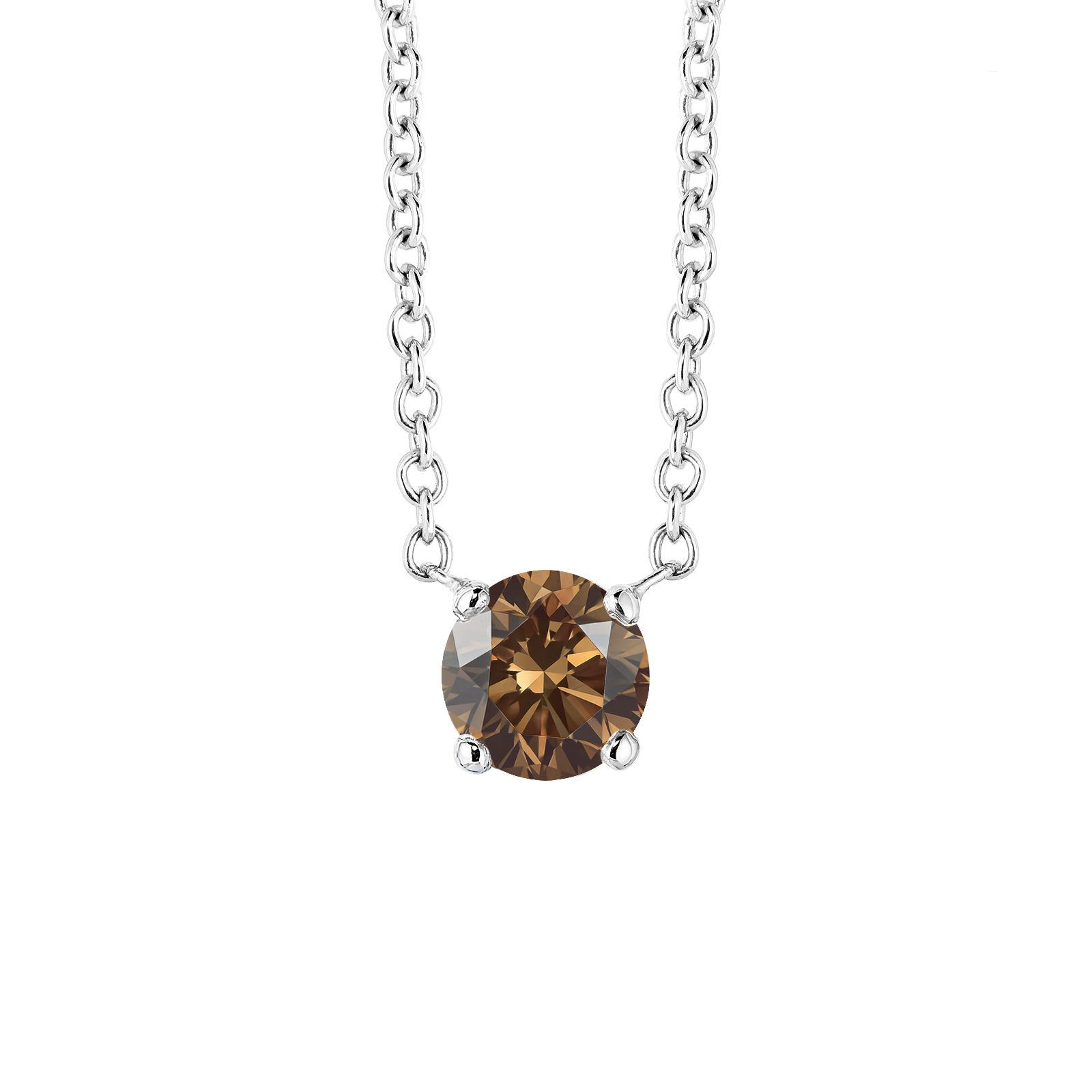 Pendentif Or blanc Diamant Chocolat Lady XL 1