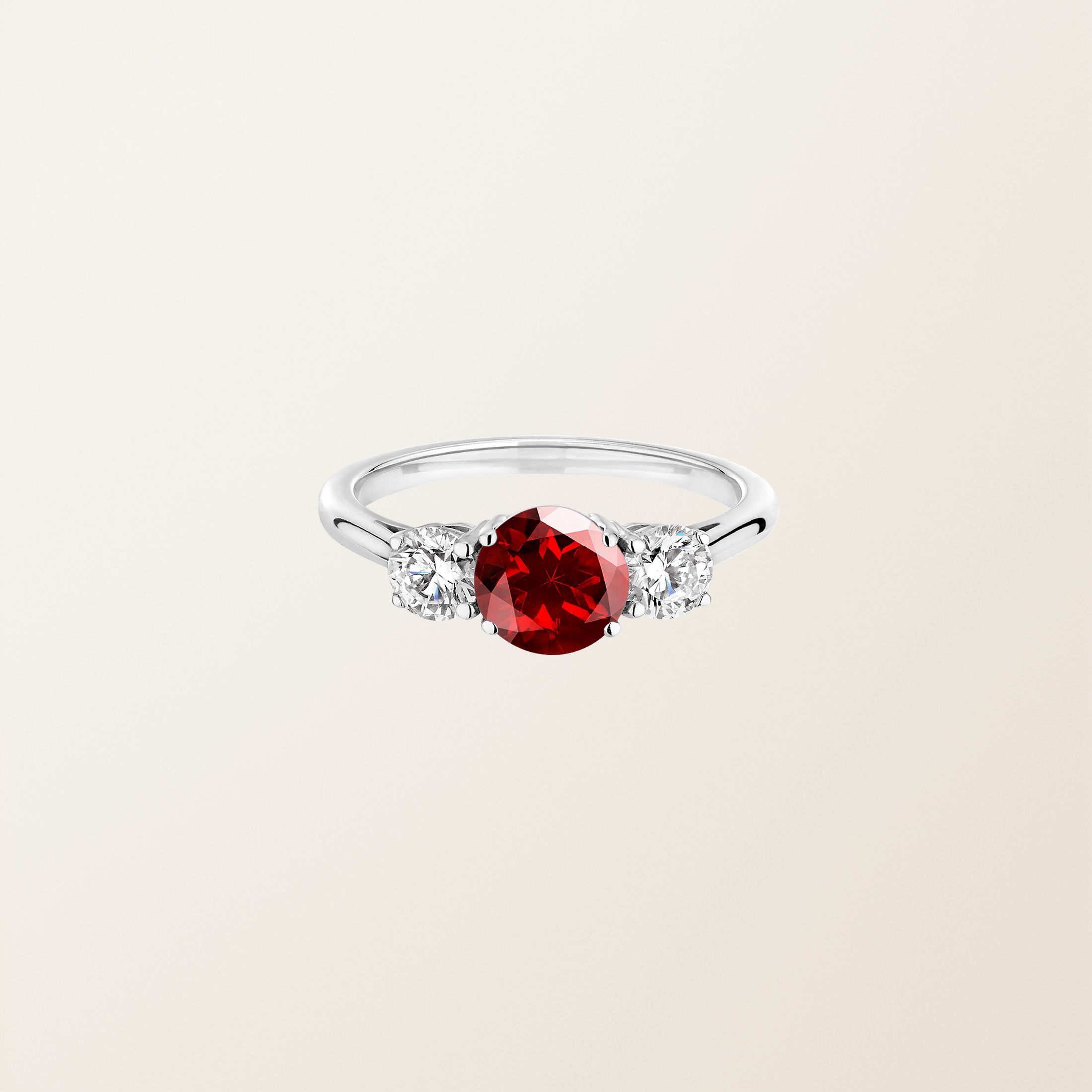 Bague Platine Grenat Lady Duo