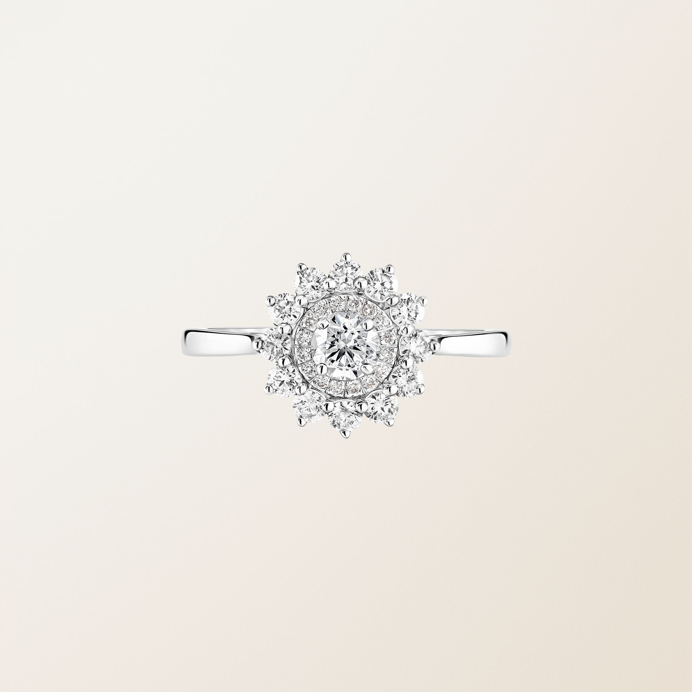 Bague Or blanc 18 cts Diamant Lefkos 4 mm