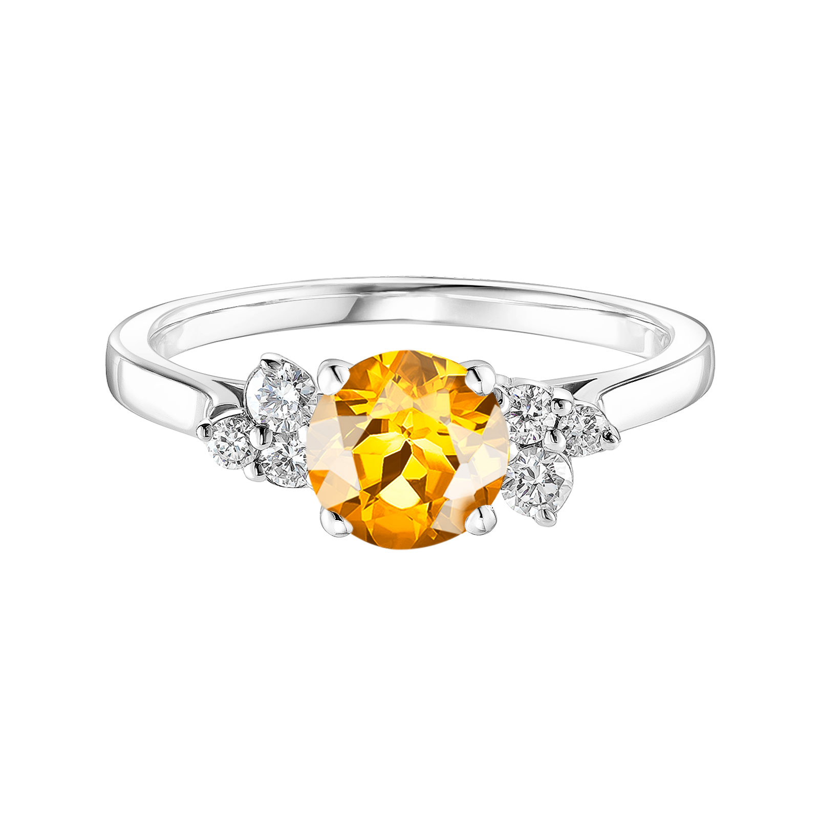 Bague Platine Citrine et diamants Baby EverBloom 6 mm 1