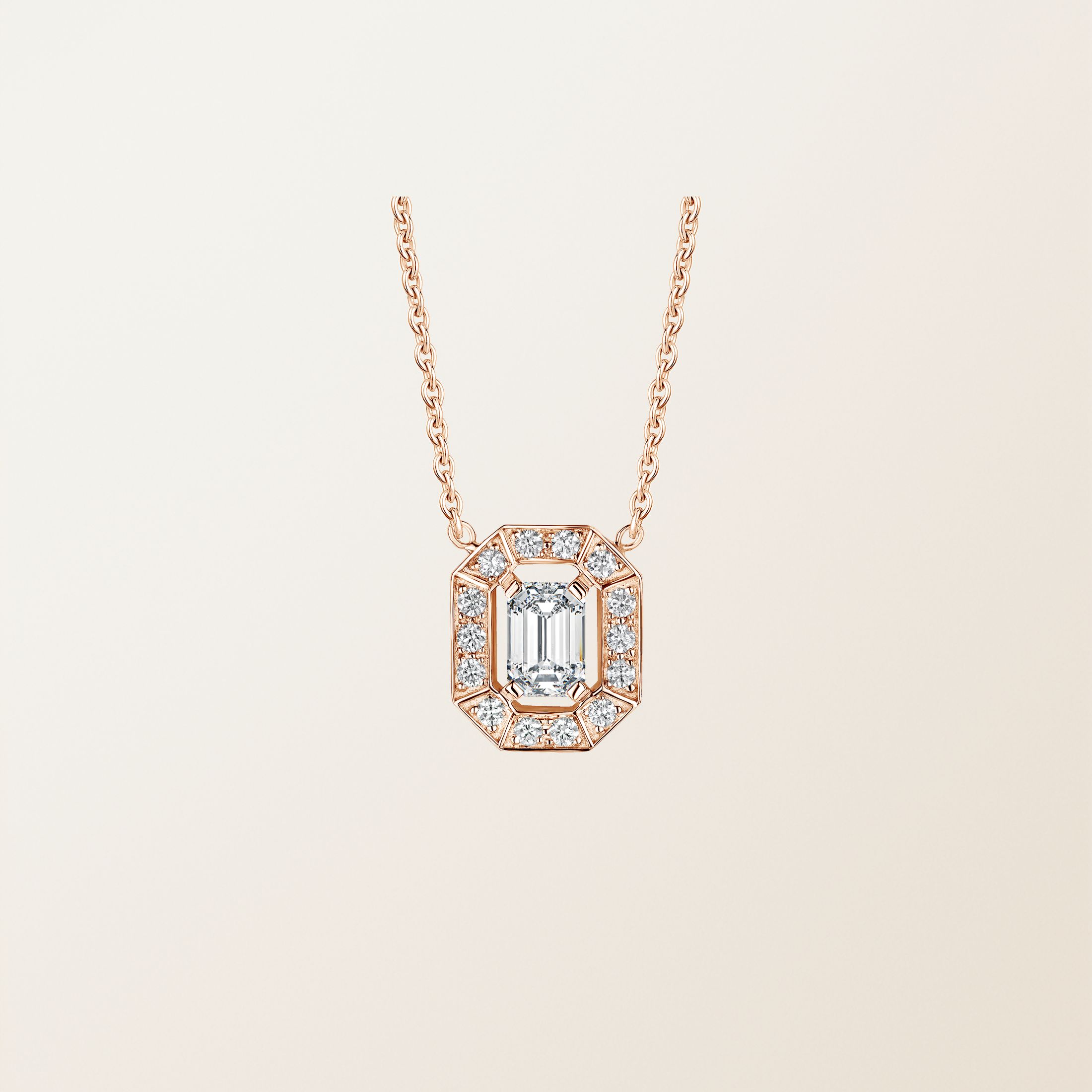 Anhänger 18K Roségold Diamant Art Déco