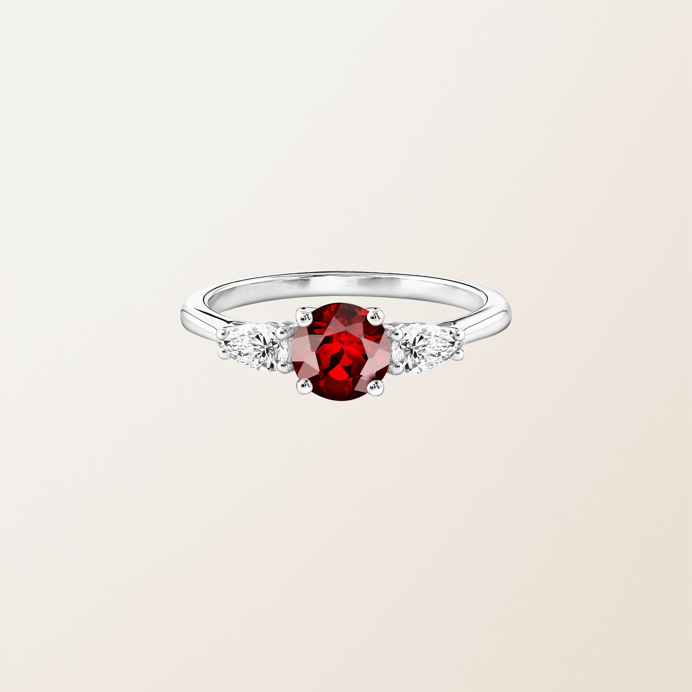 Bague Platine Grenat Lady Duo de Poires