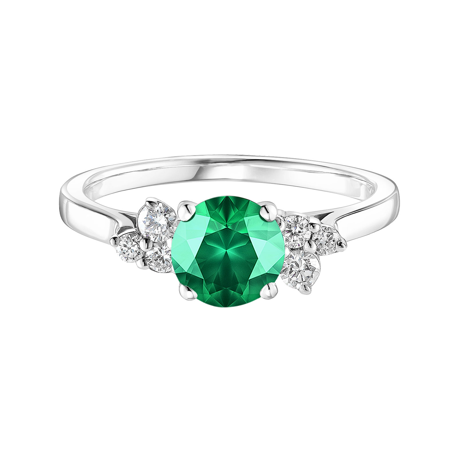 Bague Or blanc Emeraude et diamants Baby EverBloom 6 mm 1