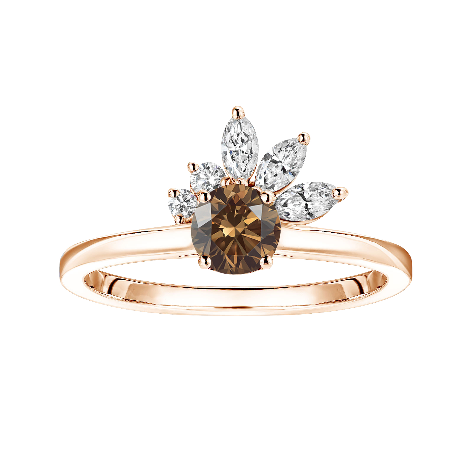 Bague Or rose Diamant Chocolat et diamants Little EverBloom 1