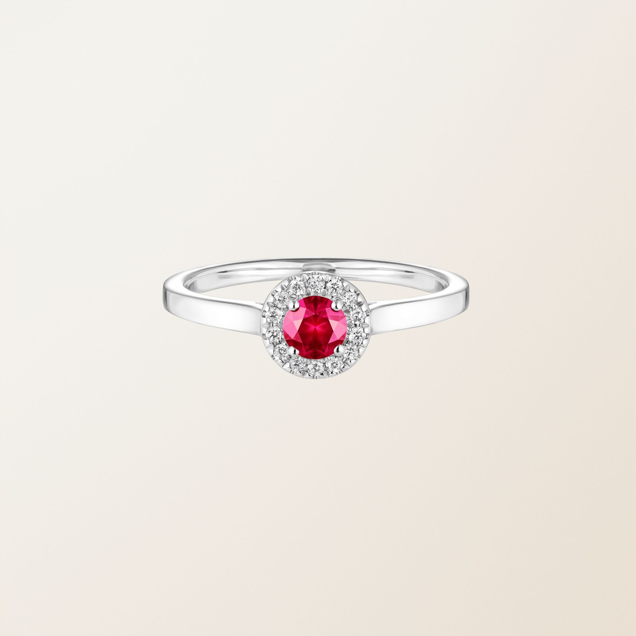 Bague Or blanc 18 cts Rubis Rétromantique S