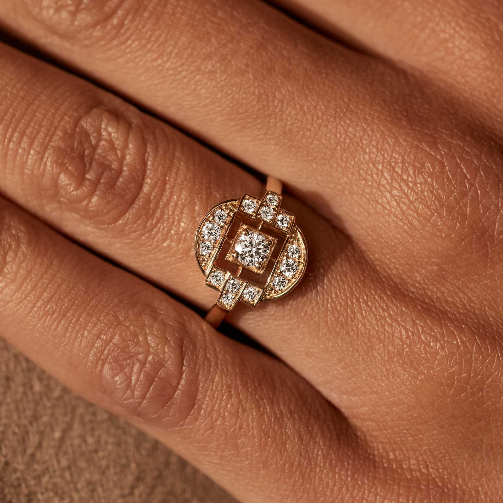 Ring White gold Tsavorite and diamonds Art Déco Solo 3