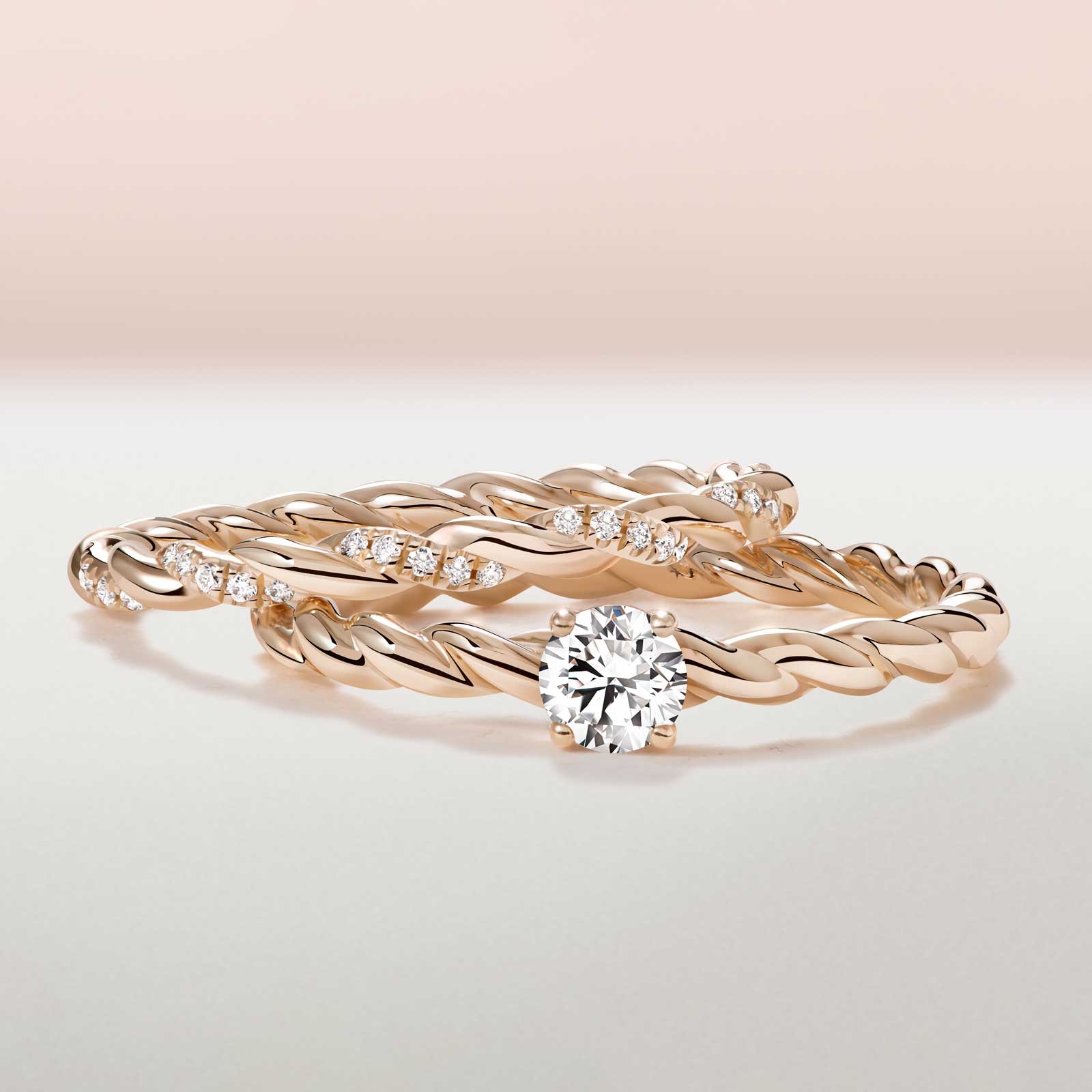 Bague Or rose Diamant Capucine pavée 5