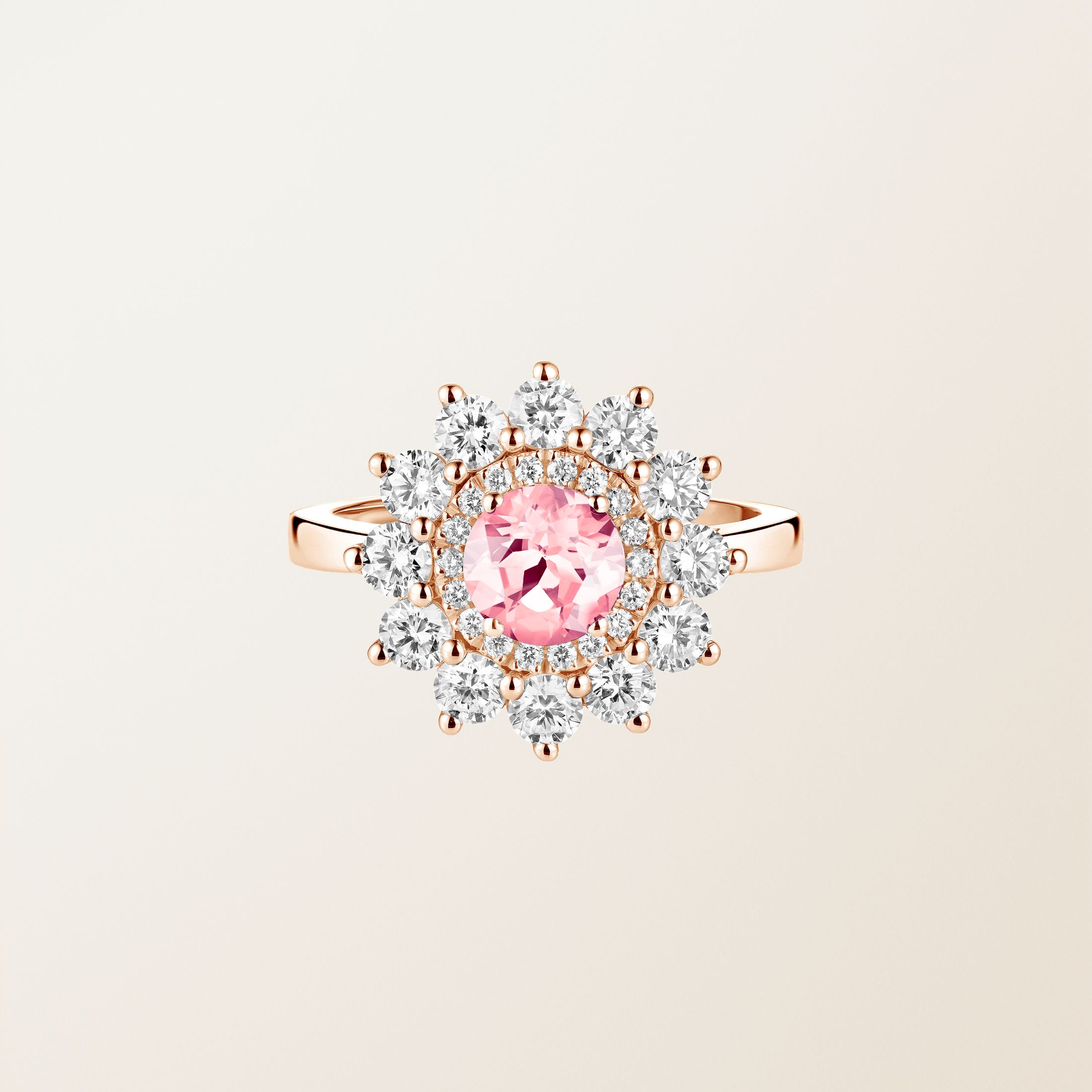 Bague Or rose 18 cts Tourmaline Lefkos 6 mm