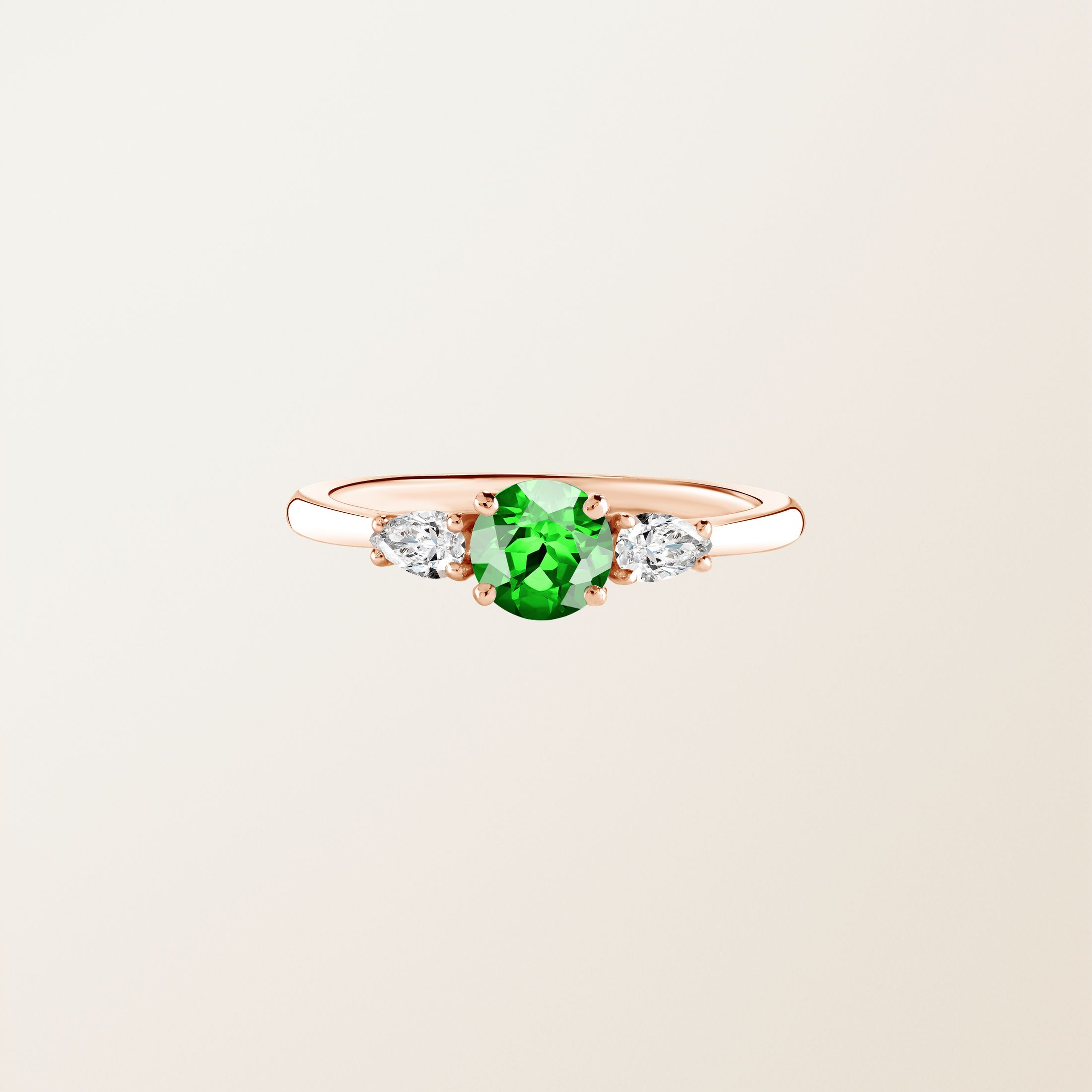 Bague Or rose 18 cts Tsavorite Little Lady Duo de Poires