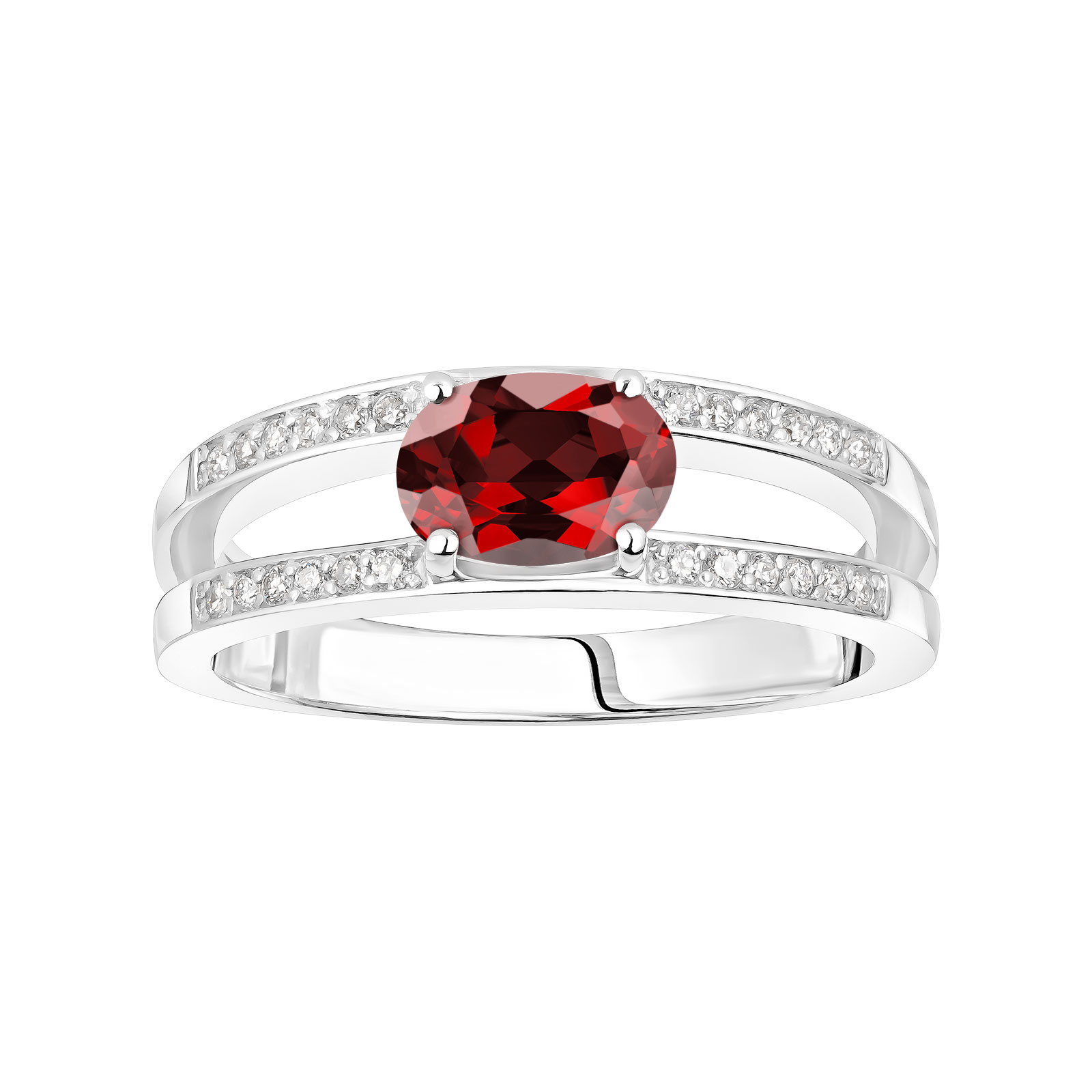 Bague Or blanc Grenat et diamants Cassandra 1