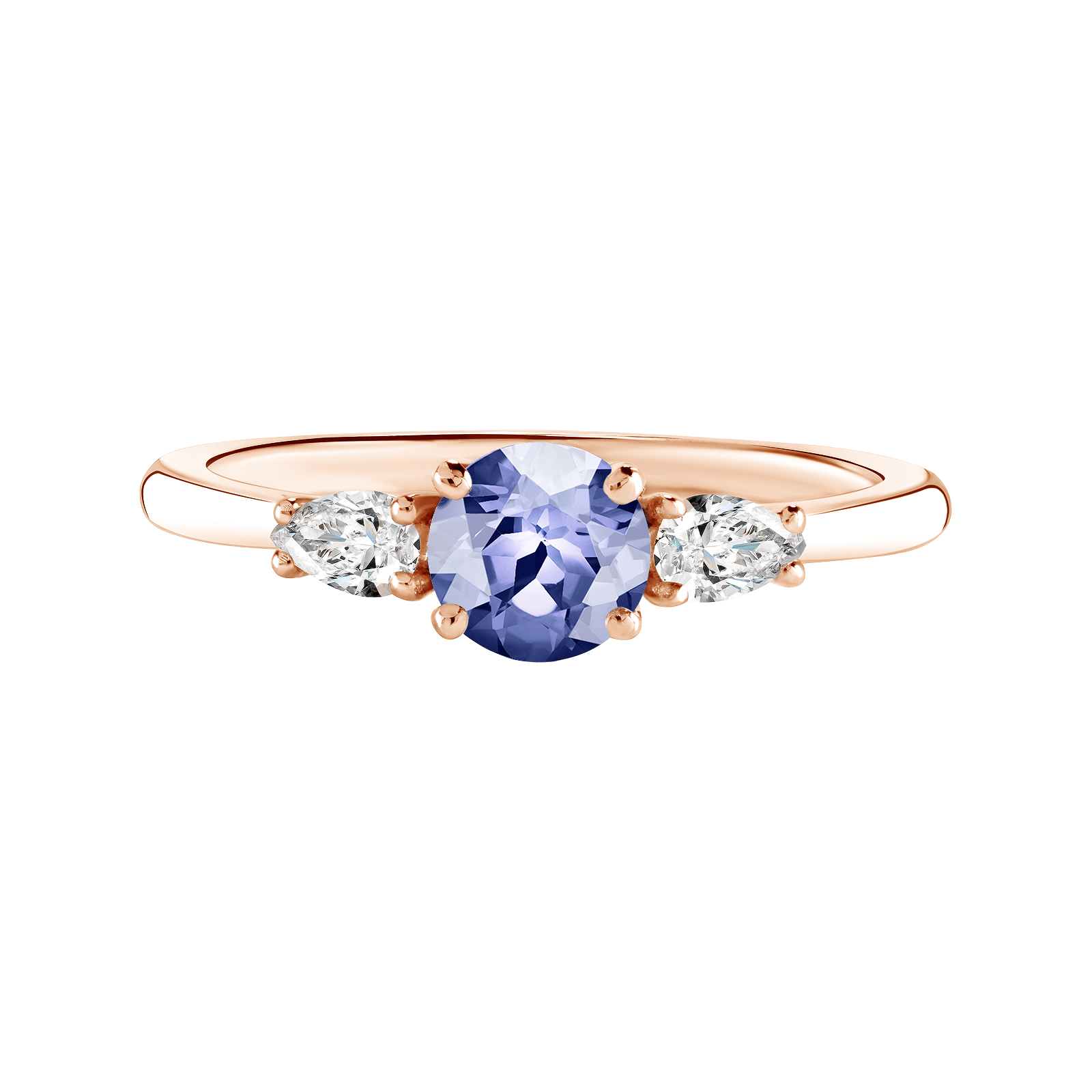 Bague Or rose Tanzanite et diamants Little Lady Duo de Poires 1