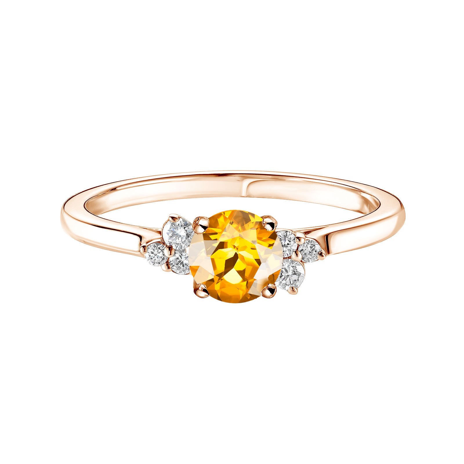 Bague Or rose Citrine et diamants Baby EverBloom 5 mm 1