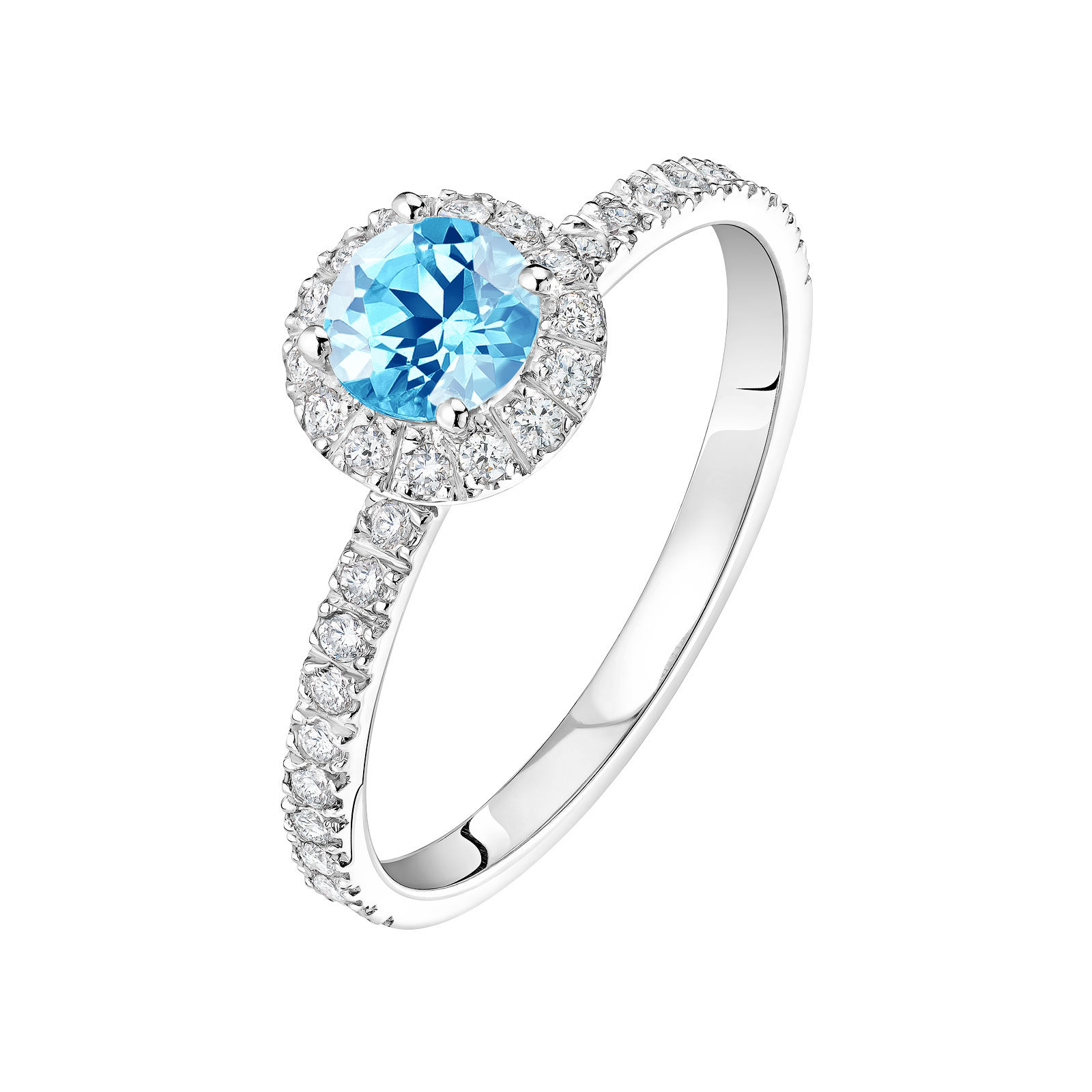 Bague Platine Topaze et diamants Rétromantique M Pavée 1