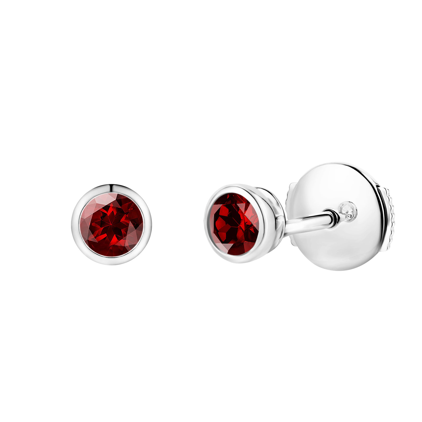 Boucles d'oreilles Or blanc Grenat Gemmyorama Solo 1