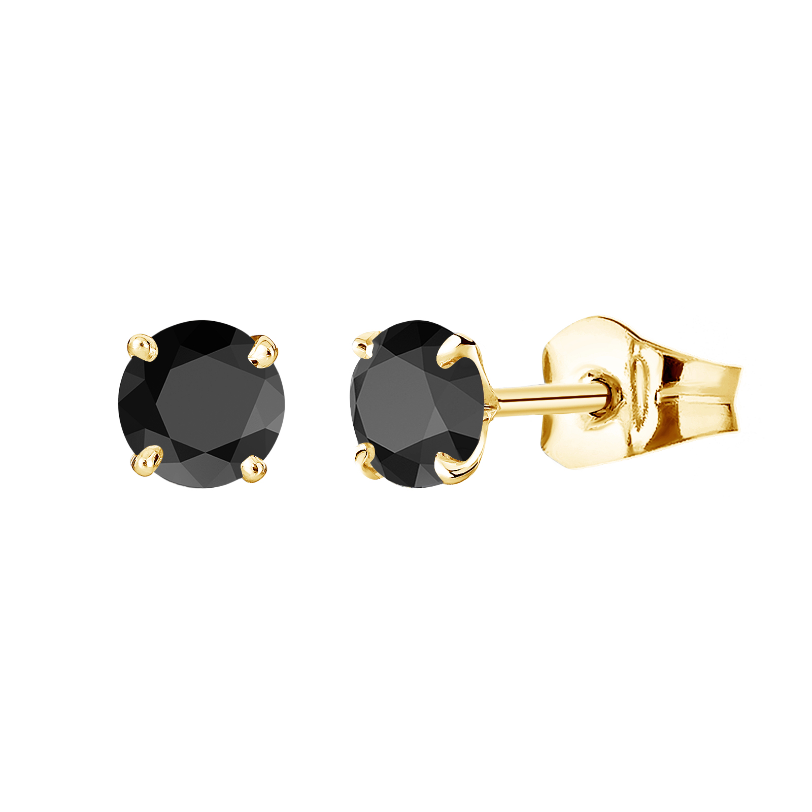 Boucles d'oreilles Or jaune Spinelle noir Lady XL 1