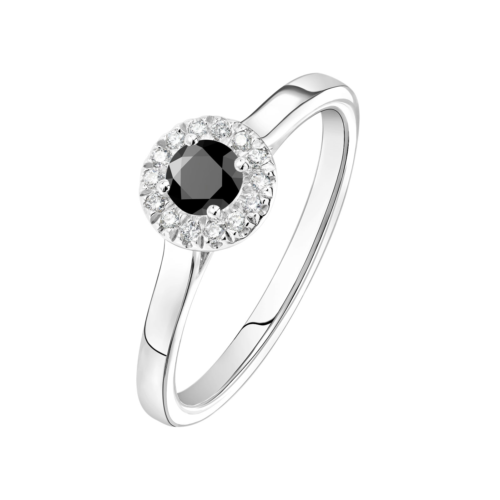 Bague Or blanc Spinelle noir et diamants Rétromantique S 1