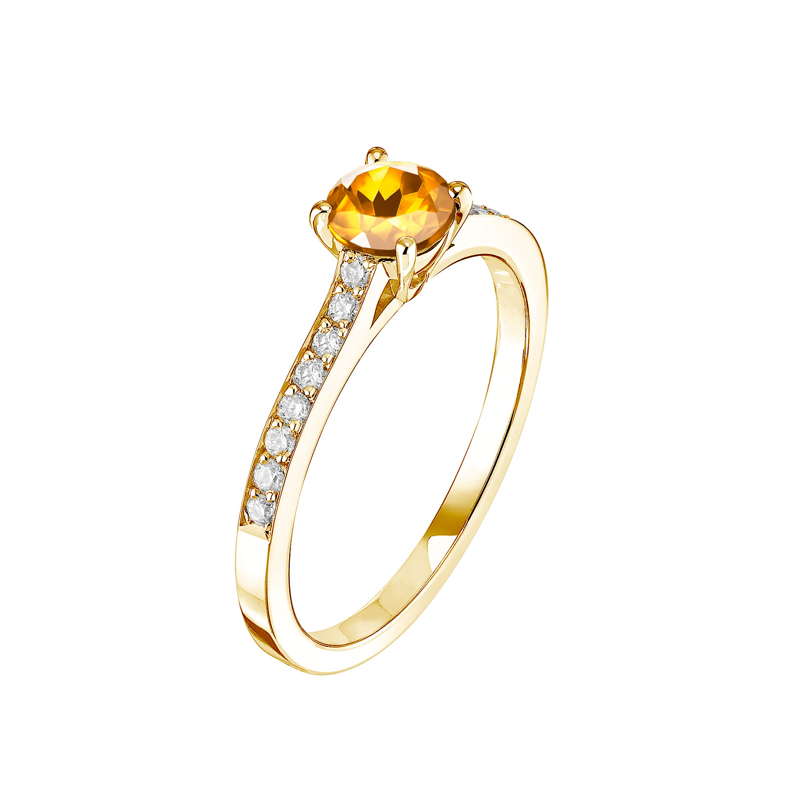 Bague Or jaune Citrine et diamants Little Lady Pavée 1