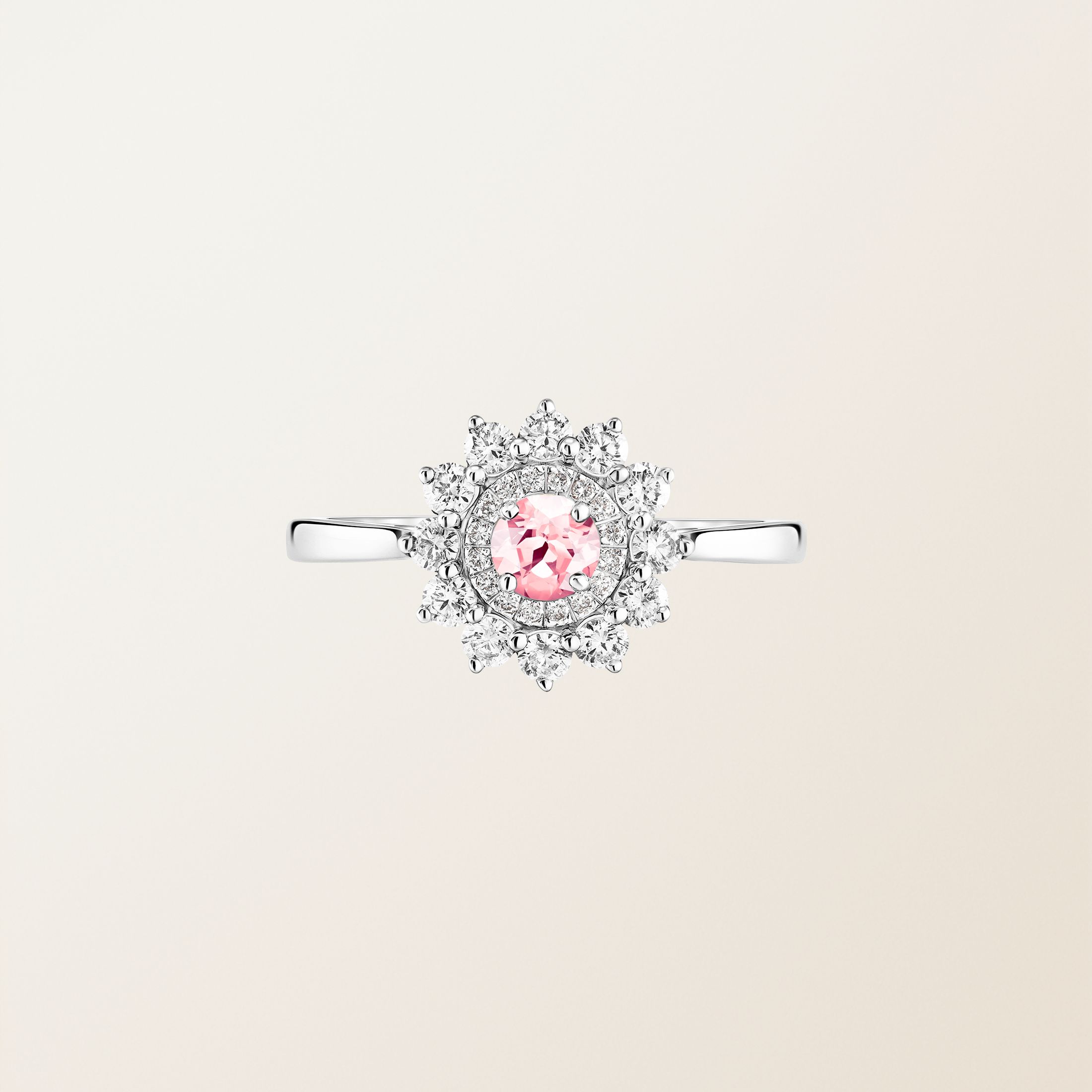 Bague Or blanc 18 cts Tourmaline Lefkos 4 mm