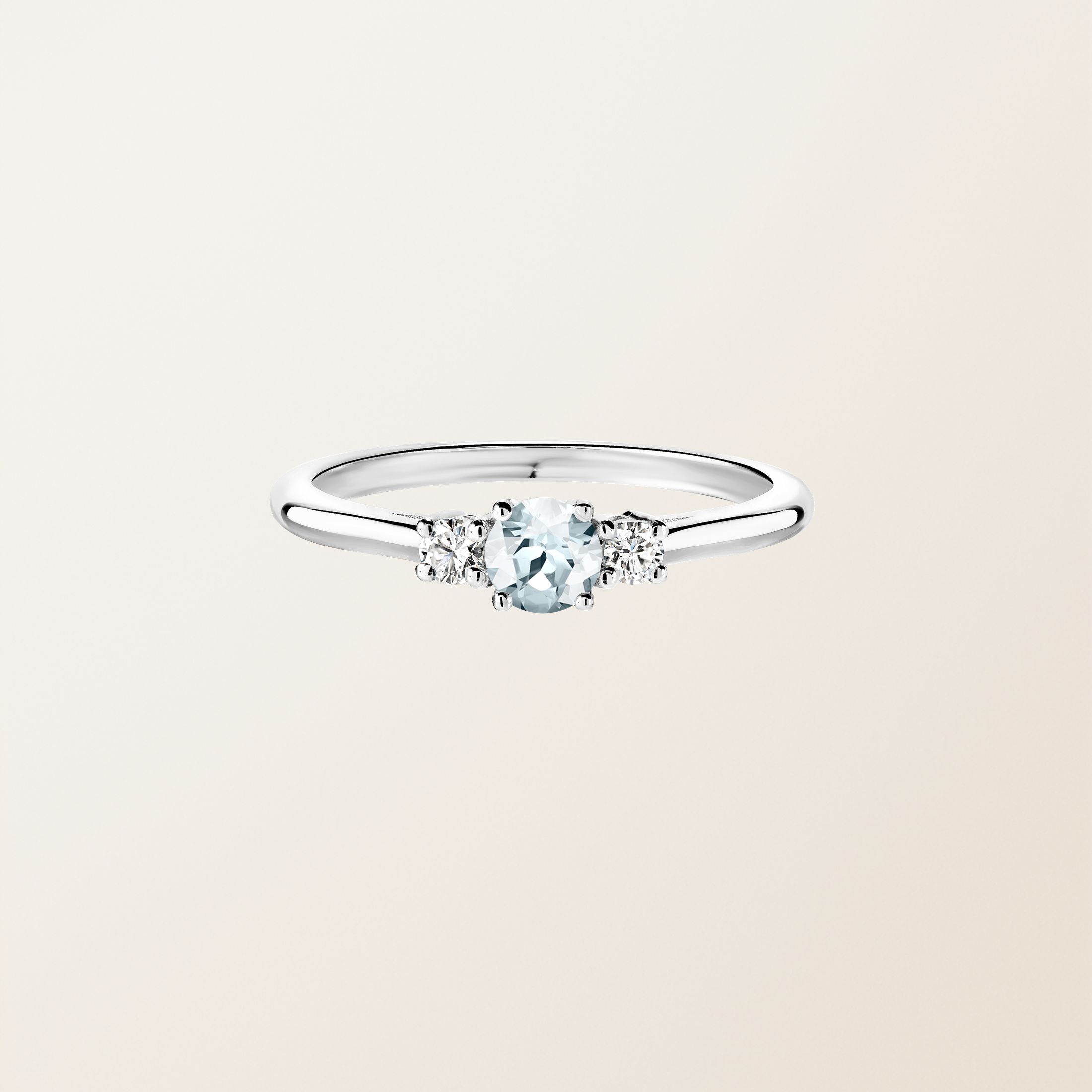 Bague Or blanc 18 cts Aigue-marine Baby Lady Duo
