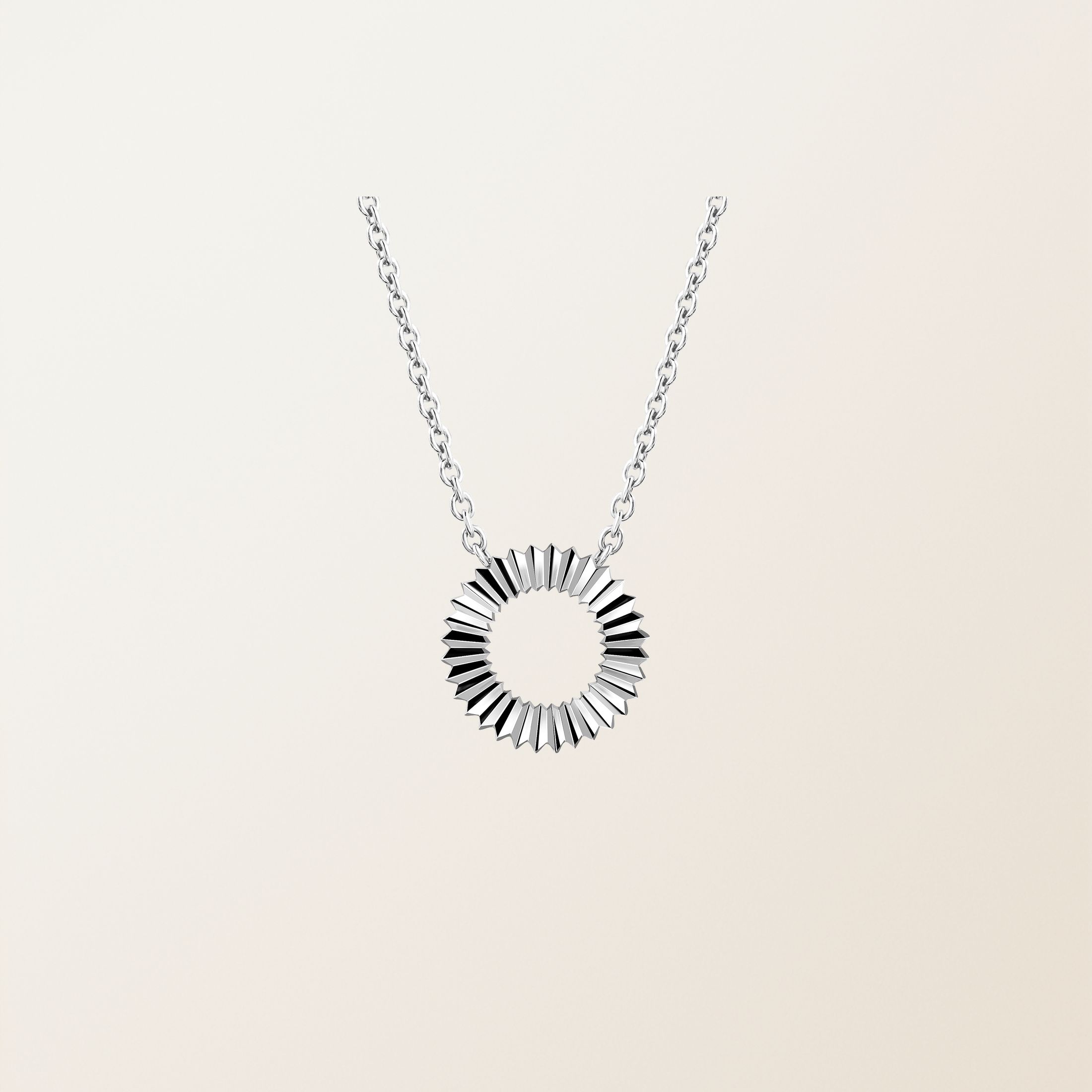 Pendentif Or blanc 18 cts Entaille Rayons