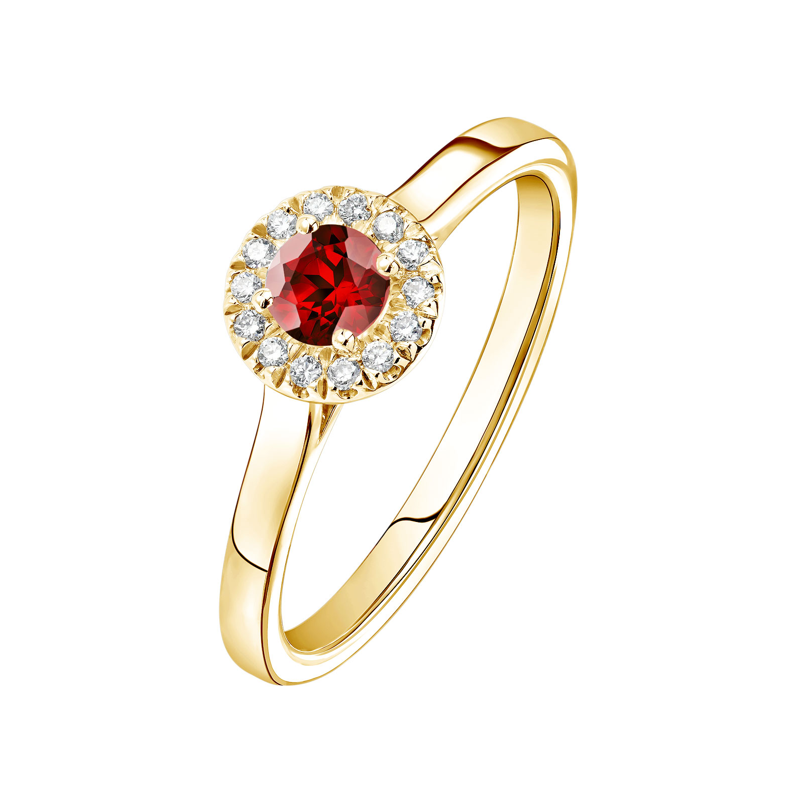 Bague Or jaune Grenat et diamants Rétromantique S 1