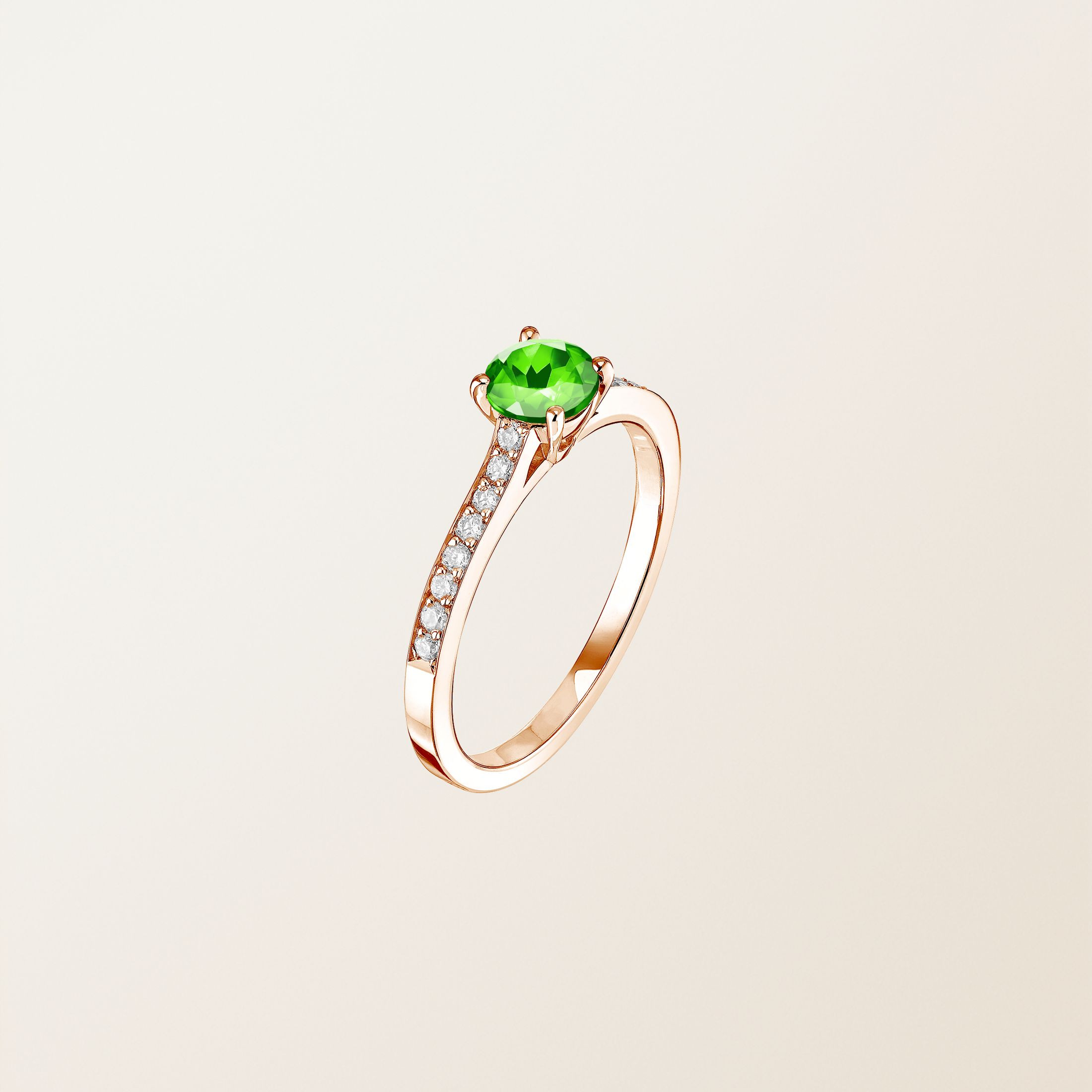 Bague Or Rose 18 cts Tsavorite Little Lady Pavée