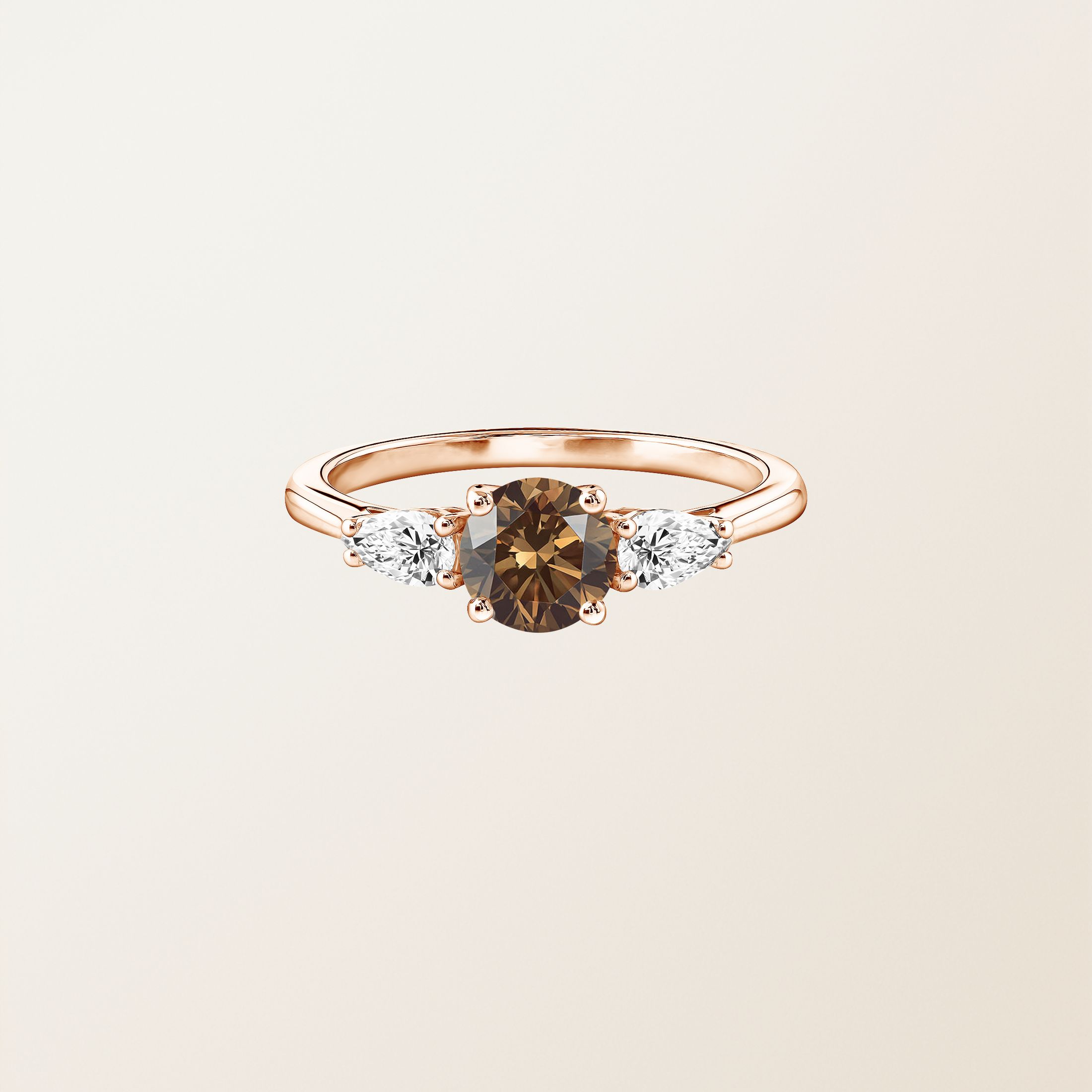 Bague Or rose 18 cts Diamant Chocolat Lady Duo de Poires