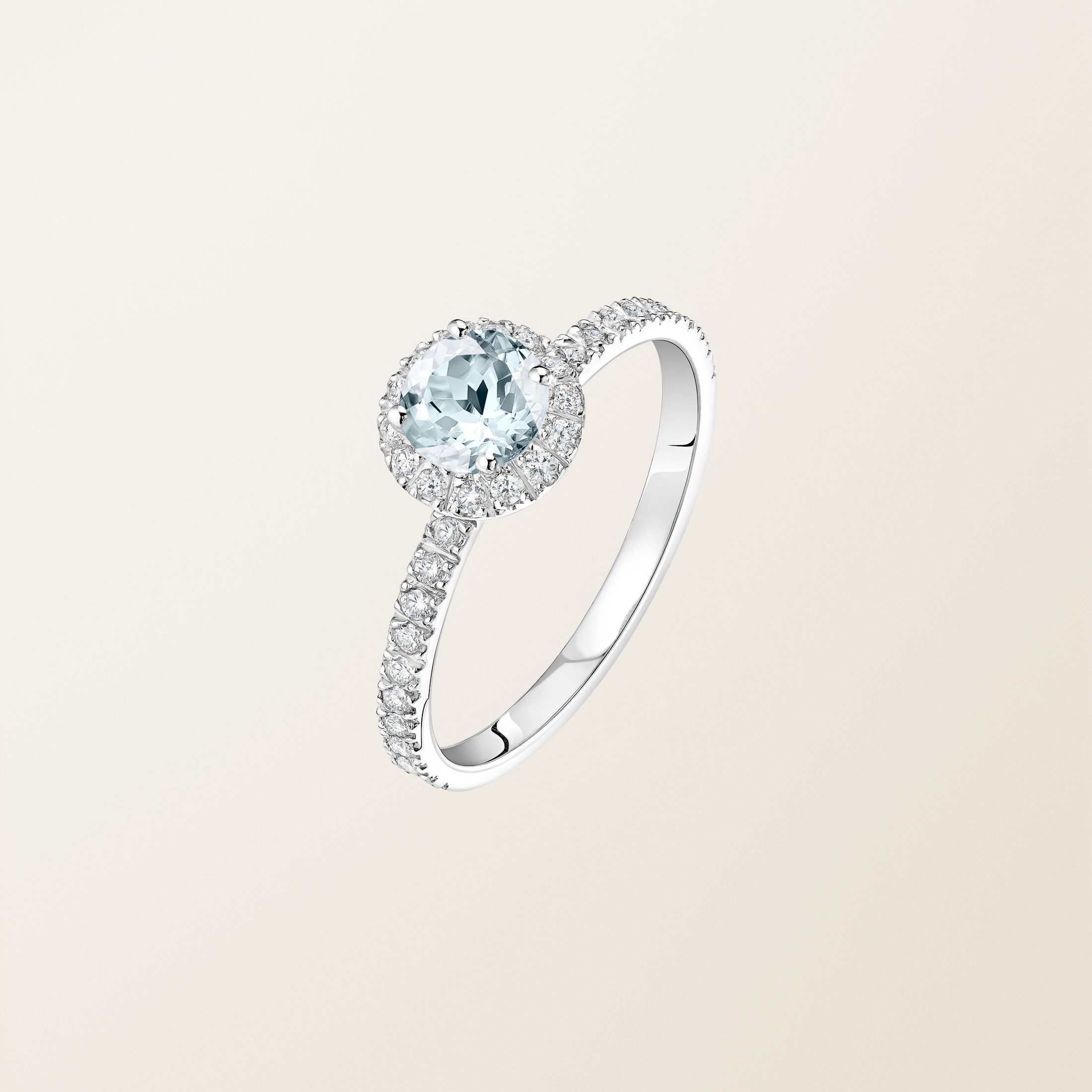 Ring Platin Aquamarin Rétromantique L Pavée