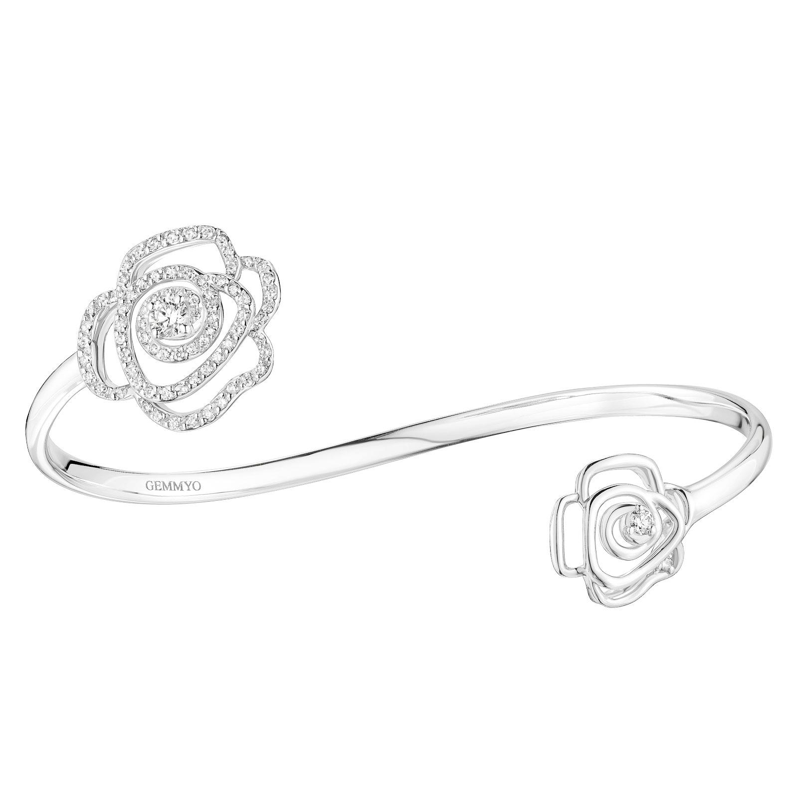 Bracelet Or blanc Diamant PrimaRosa Duo de Roses 1