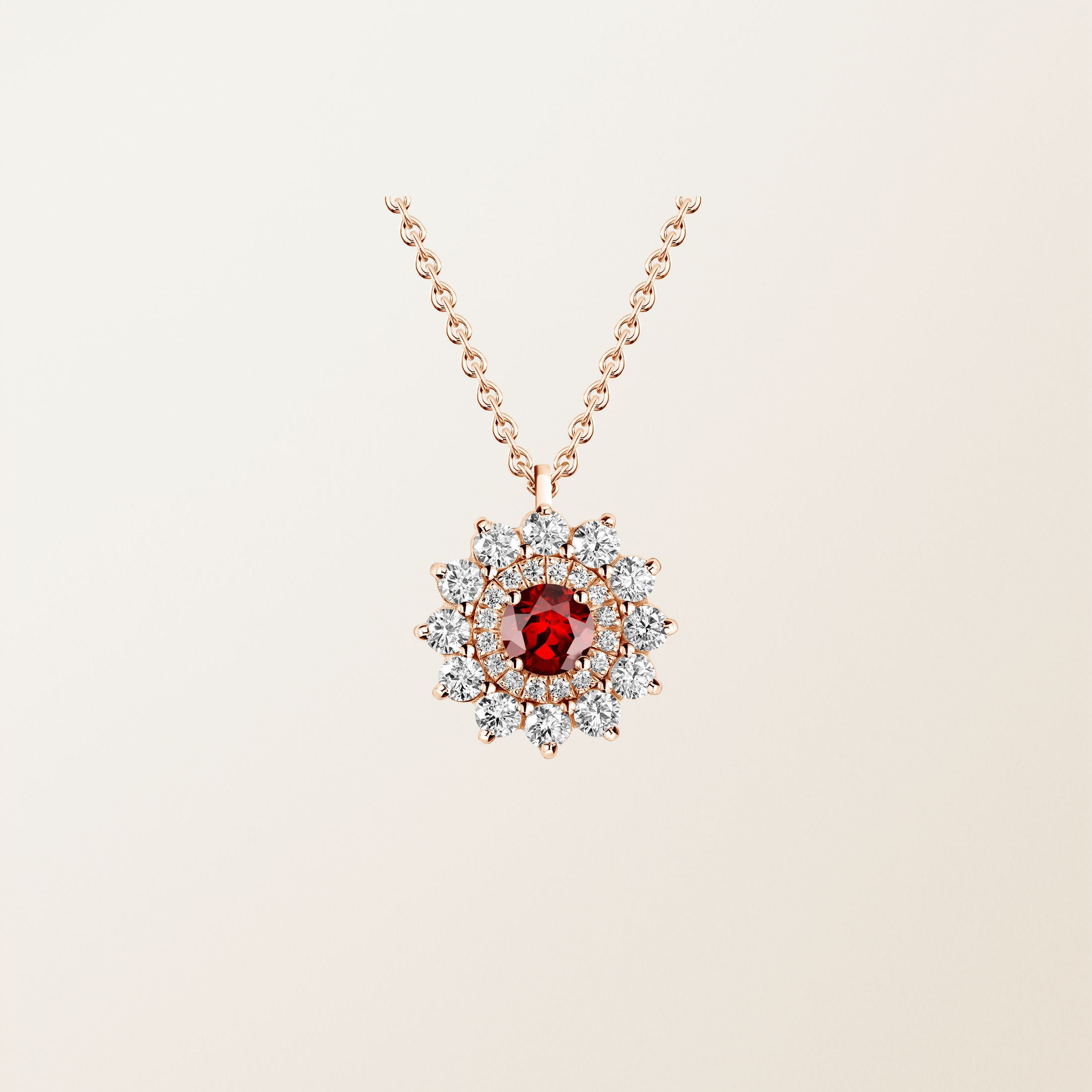 Pendentif Or rose 18 cts Grenat Lefkos