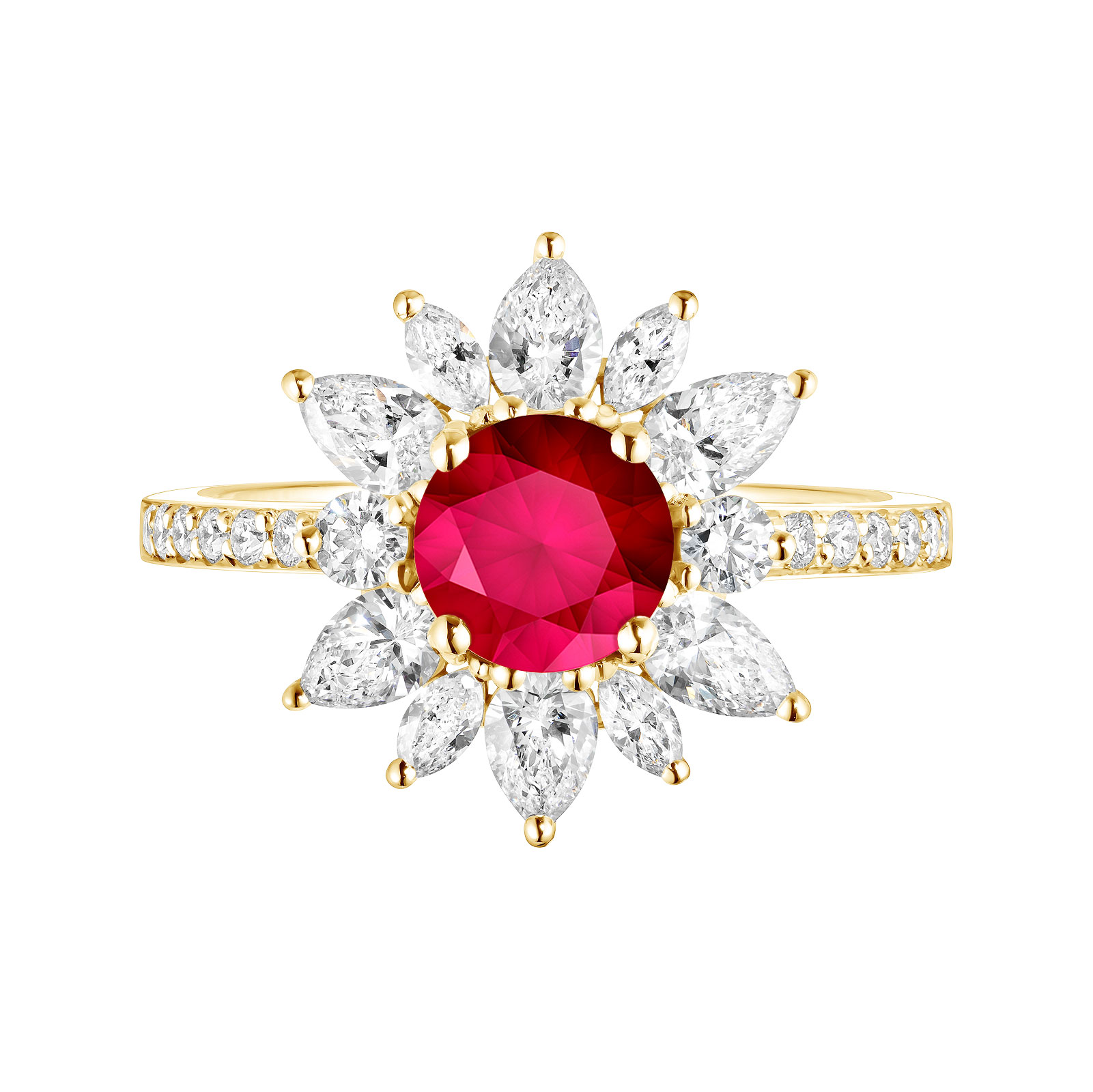 Bague Or jaune Rubis et diamants EverBloom Prima 1