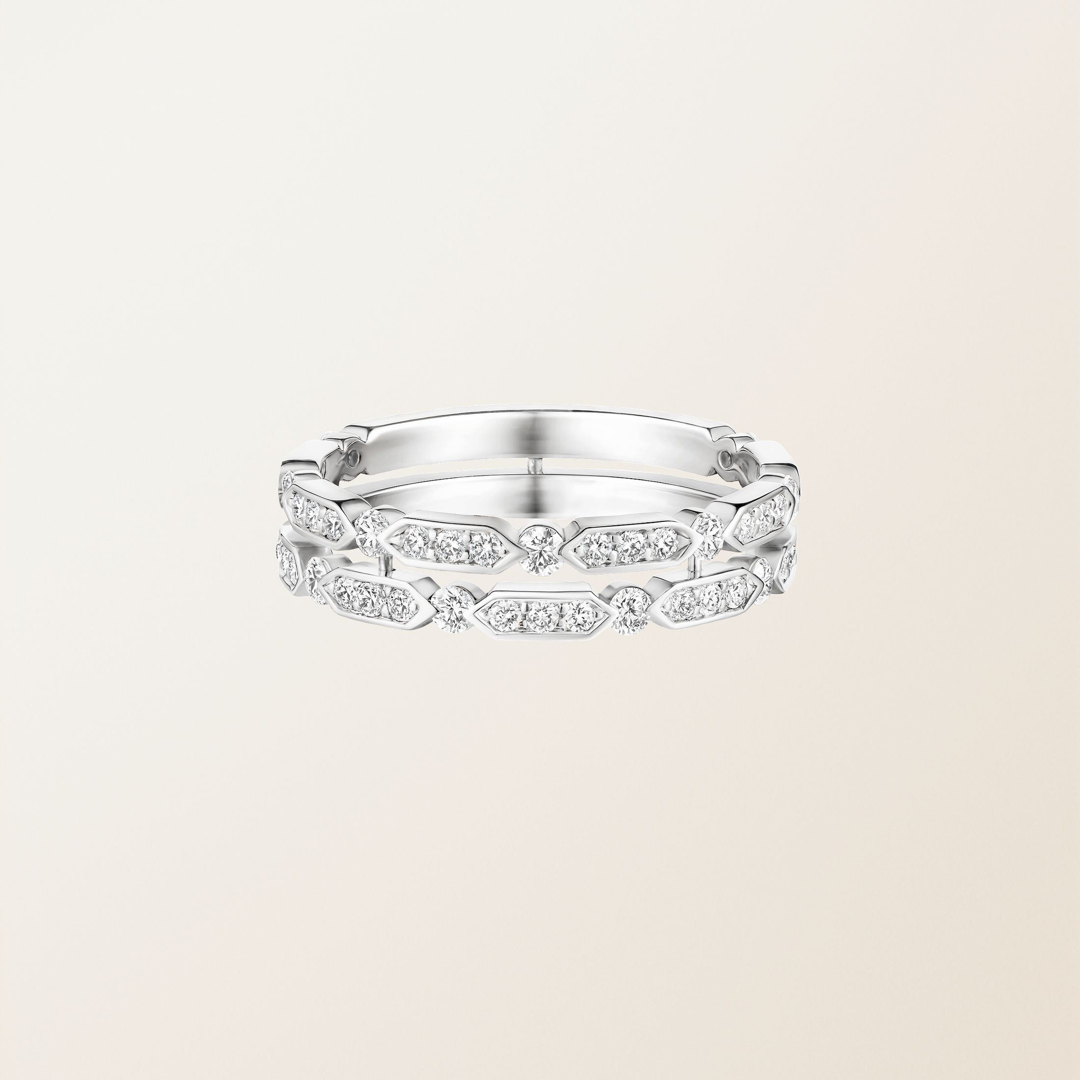 Bague Or blanc 18 cts Diamant MET Duo Pavée