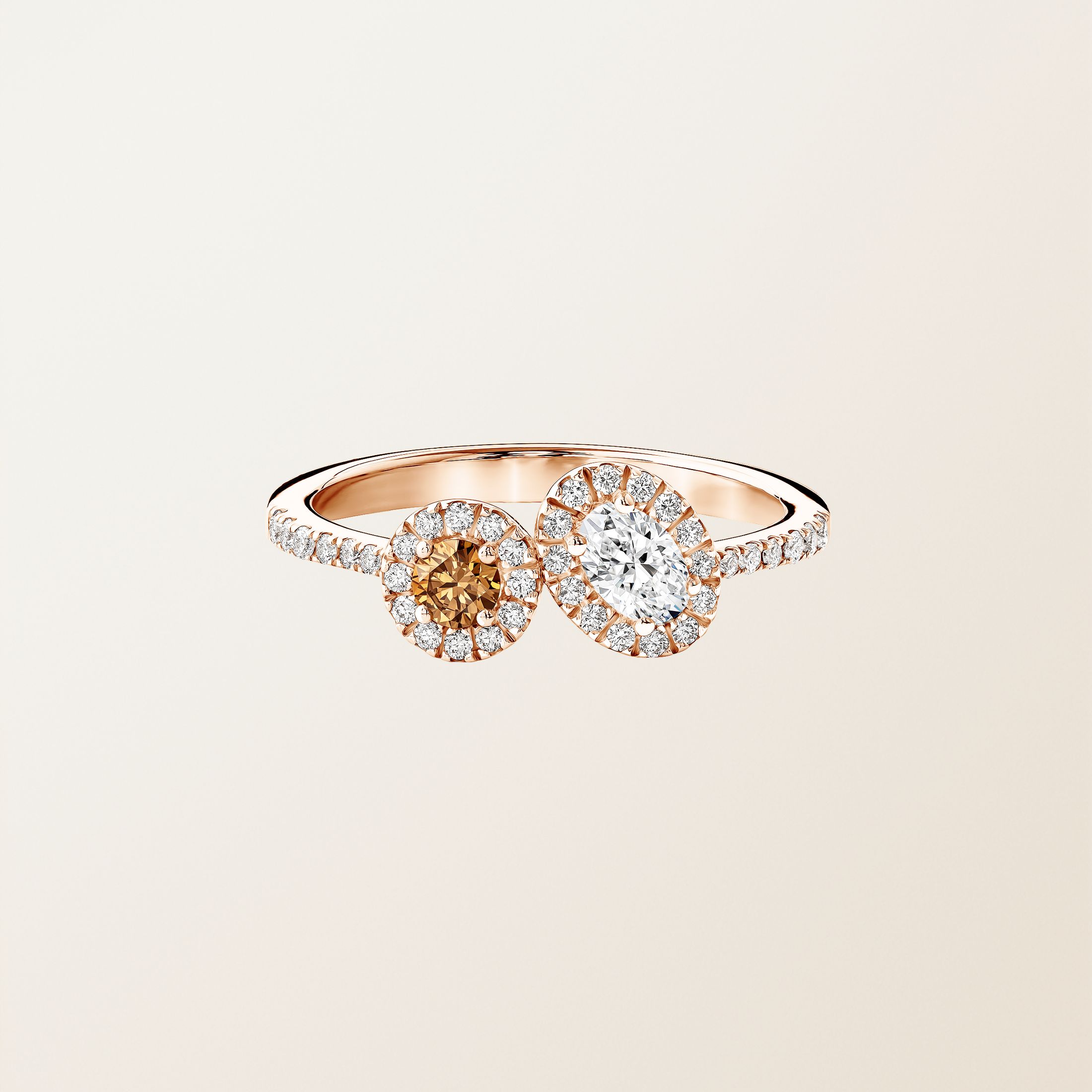 Bague Or rose 18 cts Diamant Cognac AlterEgo Ovale