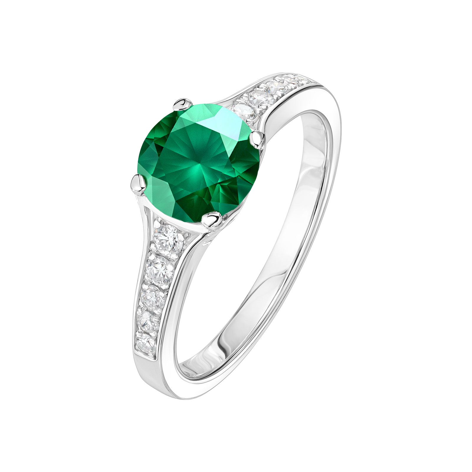 Bague Or blanc Emeraude et diamants Victoria 1