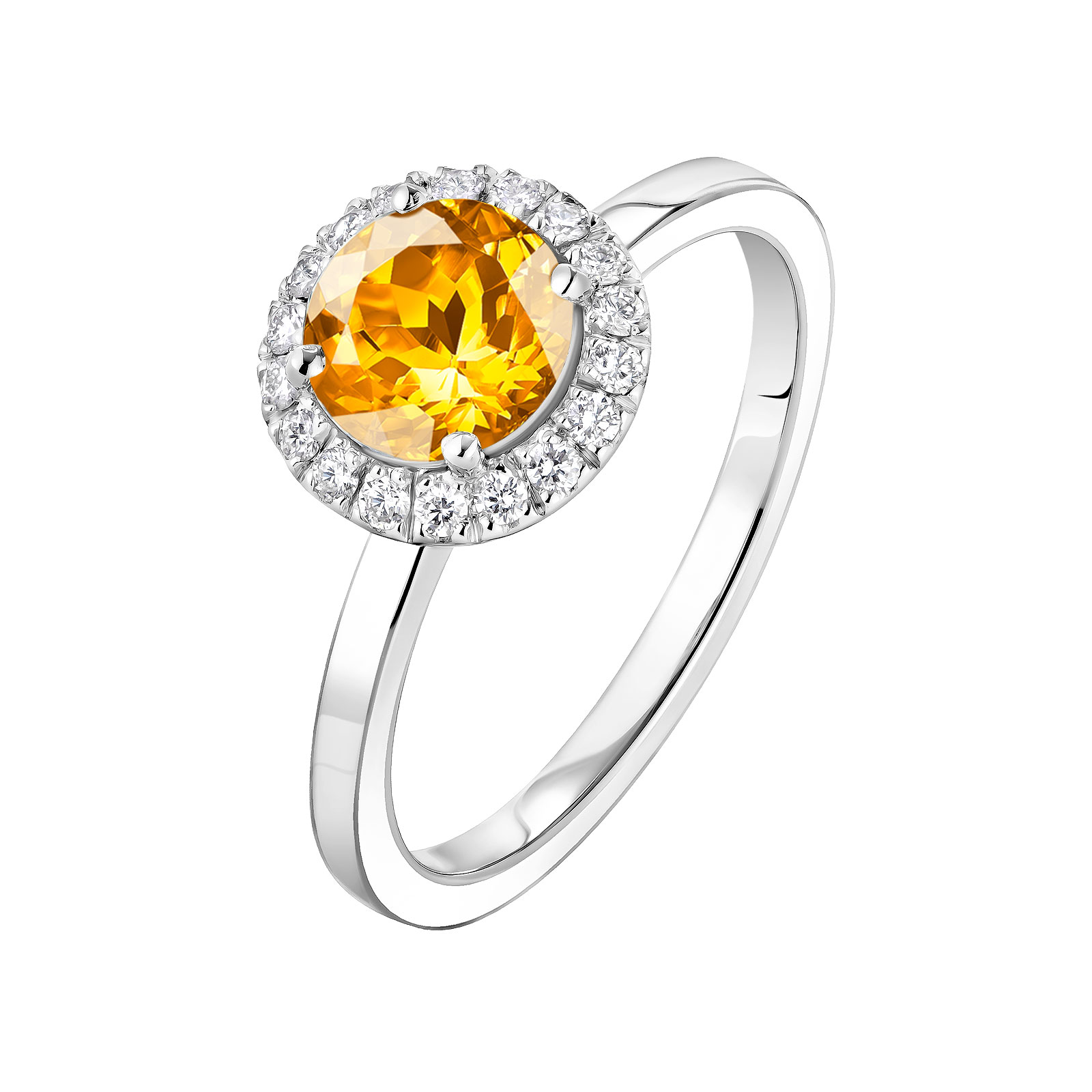 Bague Or blanc Citrine et diamants Rétromantique L 1