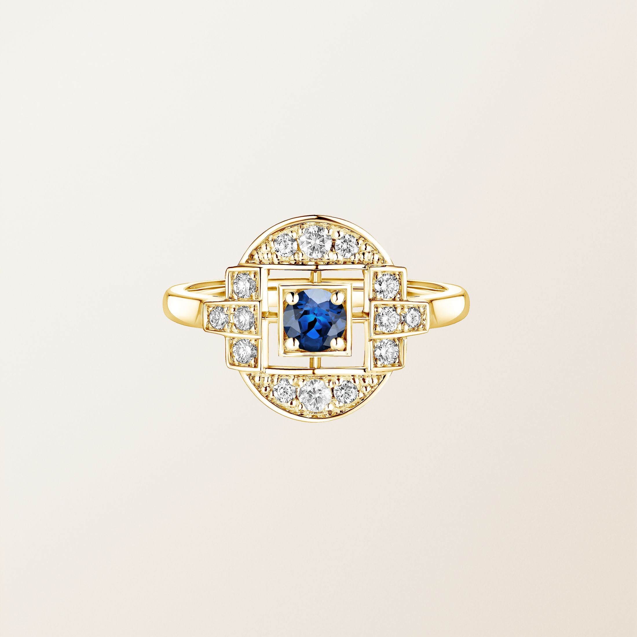 Bague Or jaune 18 cts Saphir Art Déco Solo