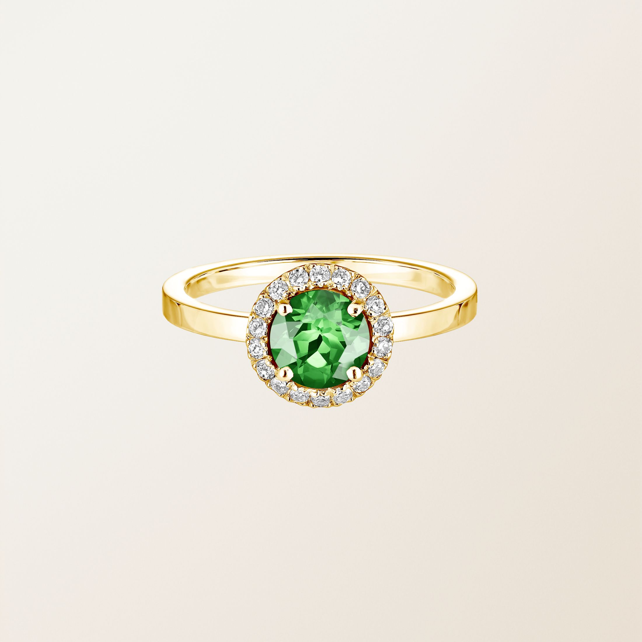 Bague Or jaune 18 cts Tsavorite Rétromantique L