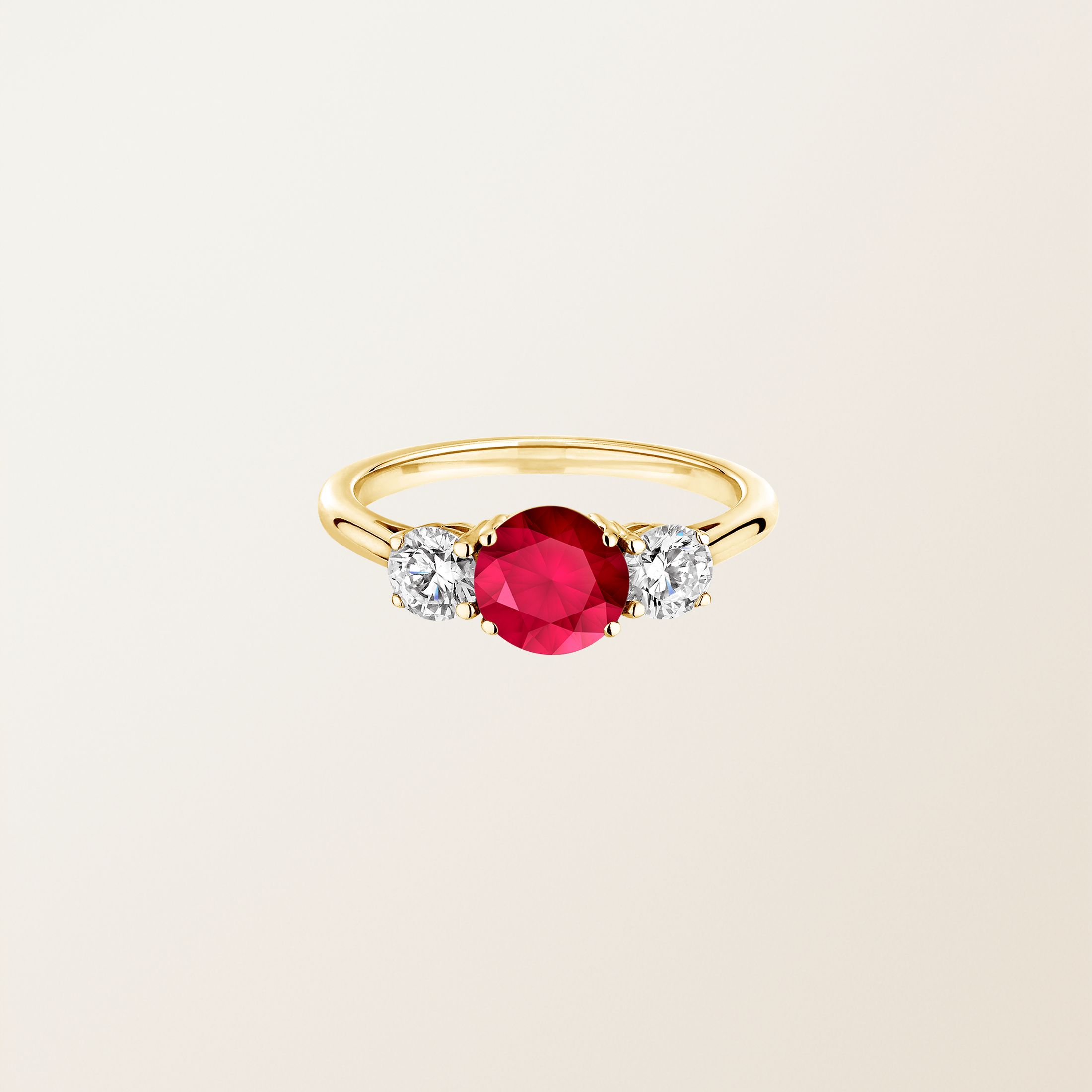 Bague Or jaune 18 cts Rubis Lady Duo