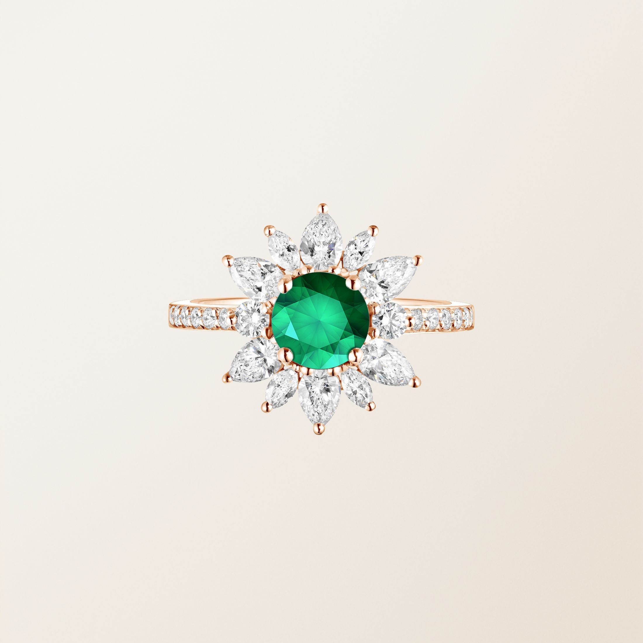 Bague Or rose 18 cts Emeraude EverBloom Prima