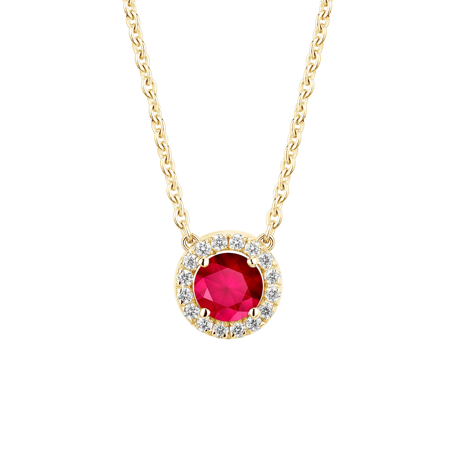 Pendentif Or jaune Rubis et diamants Rétromantique S 1