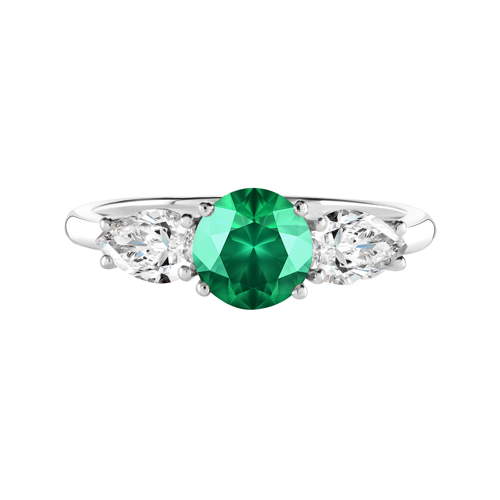 Bague Or blanc Emeraude et diamants Lady Duo de Poires 1